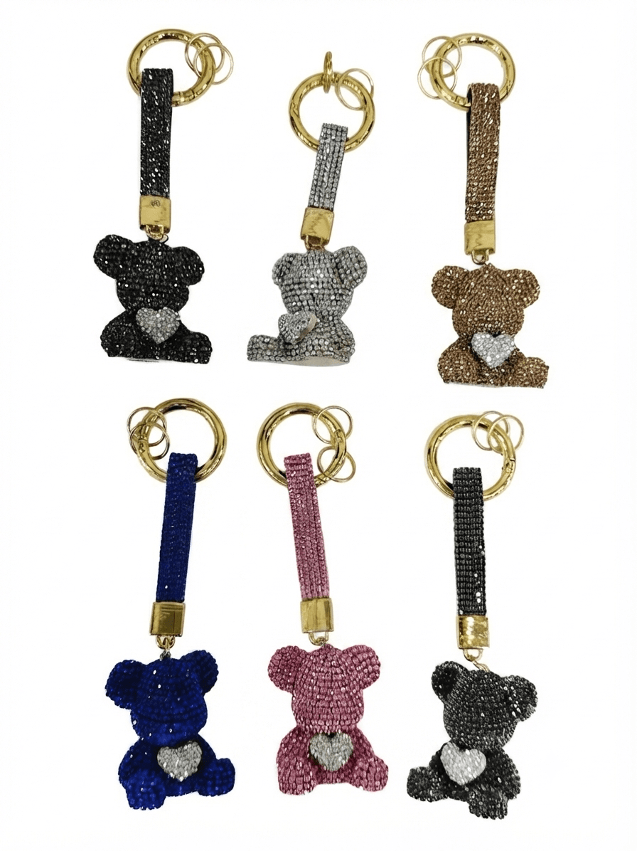 Handmade Teddy Bear Cubic Keyring, Handbag Point, Fashion Bag Charm, Keyholder - 이미지 1