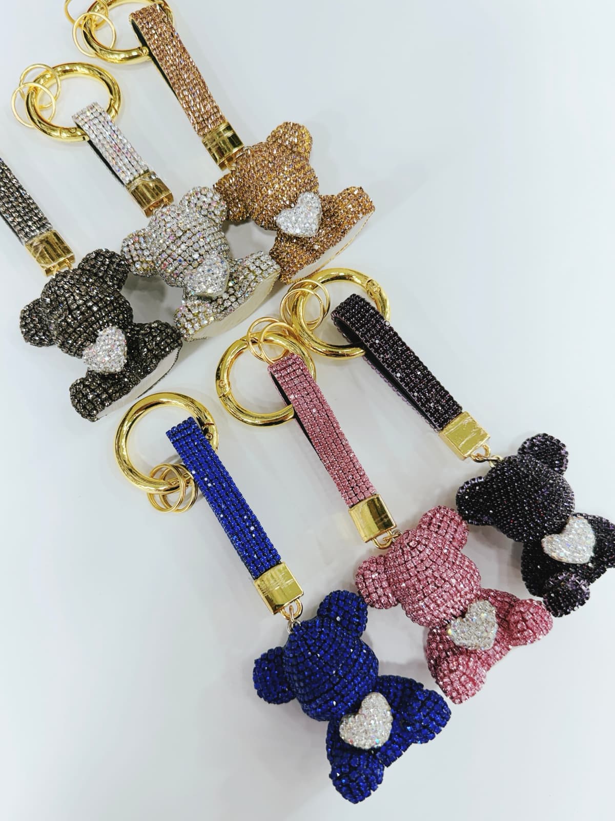 Handmade Teddy Bear Cubic Keyring, Handbag Point, Fashion Bag Charm, Keyholder - 이미지 1