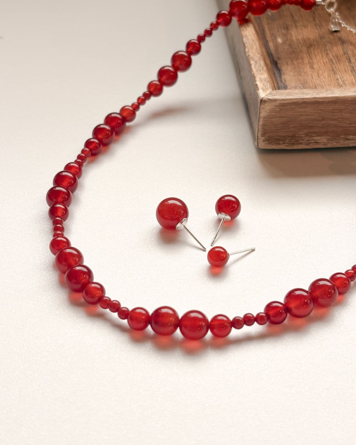 Silver 925 Green Gemstone Bead Necklace Summer Silver Necklace Carnelian - 이미지 9