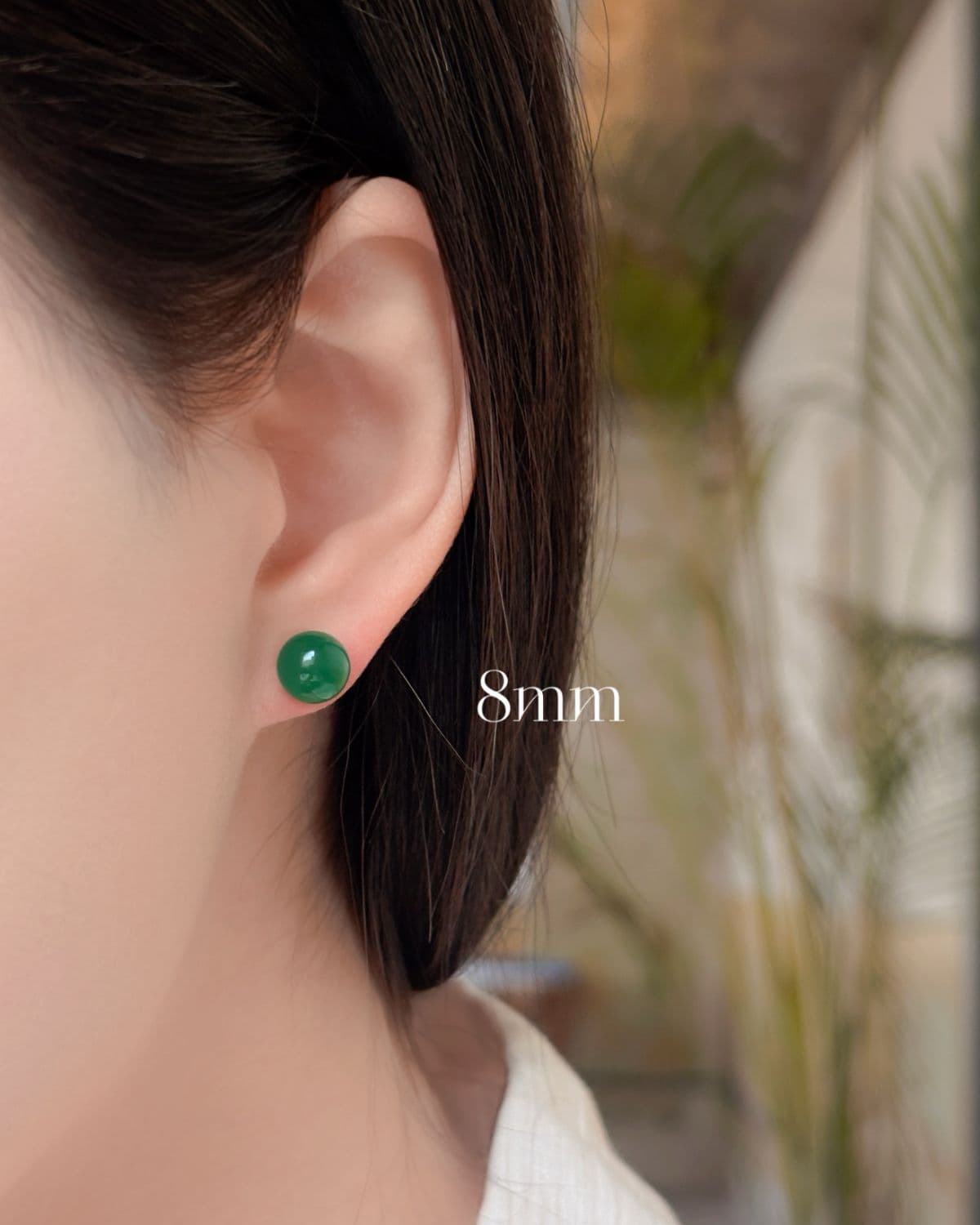 Silver 925 Gemstone Bead Earrings (3 sizes) Green Agate Silver Earrings - 이미지 3