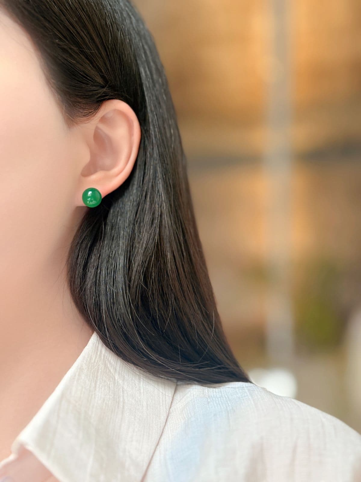 Silver 925 Gemstone Bead Earrings (3 sizes) Green Agate Silver Earrings - 이미지 6