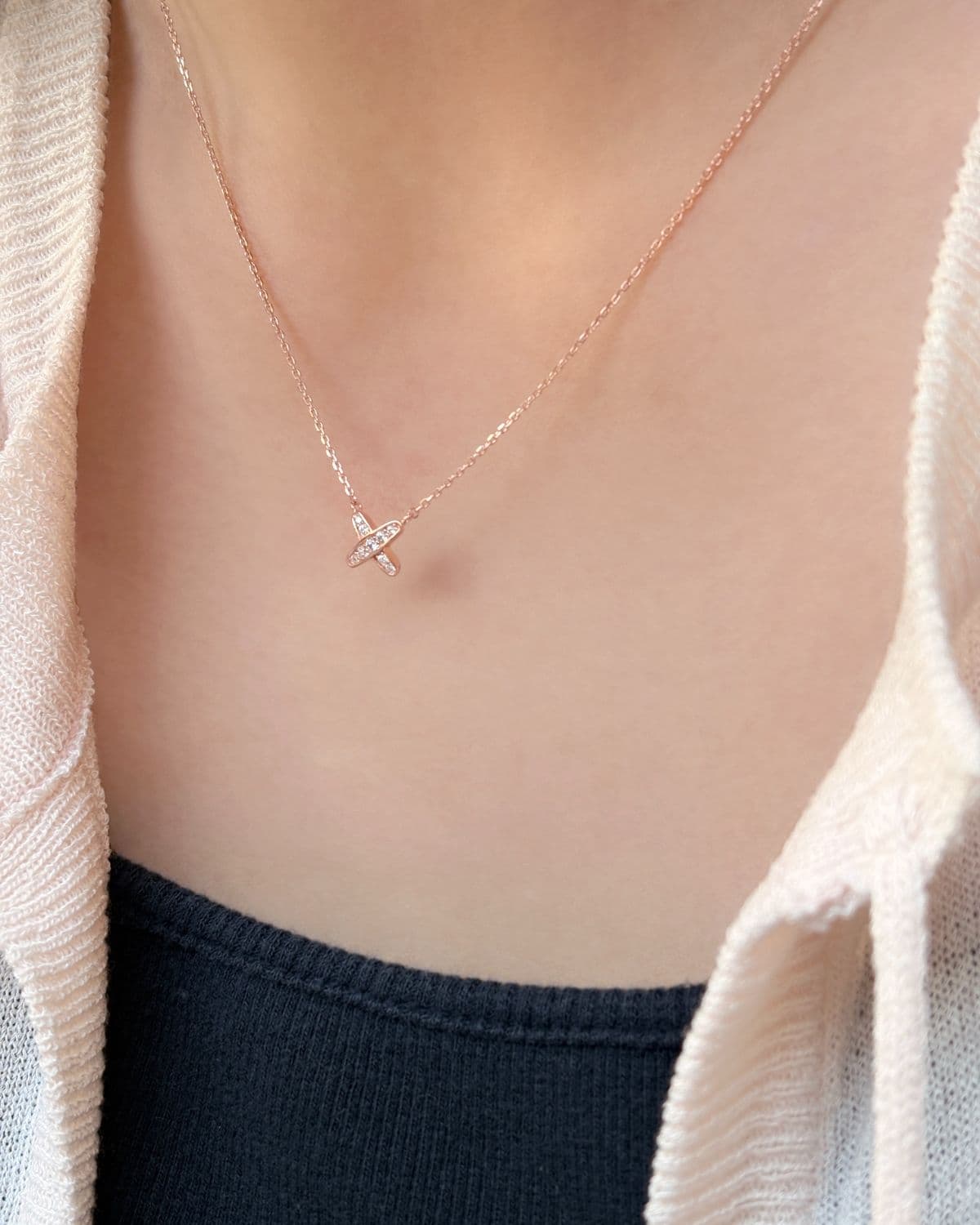 Silver 925 Cubic Pendant x Mini Necklace Daily Silver Necklace & Earring Set - 이미지 9
