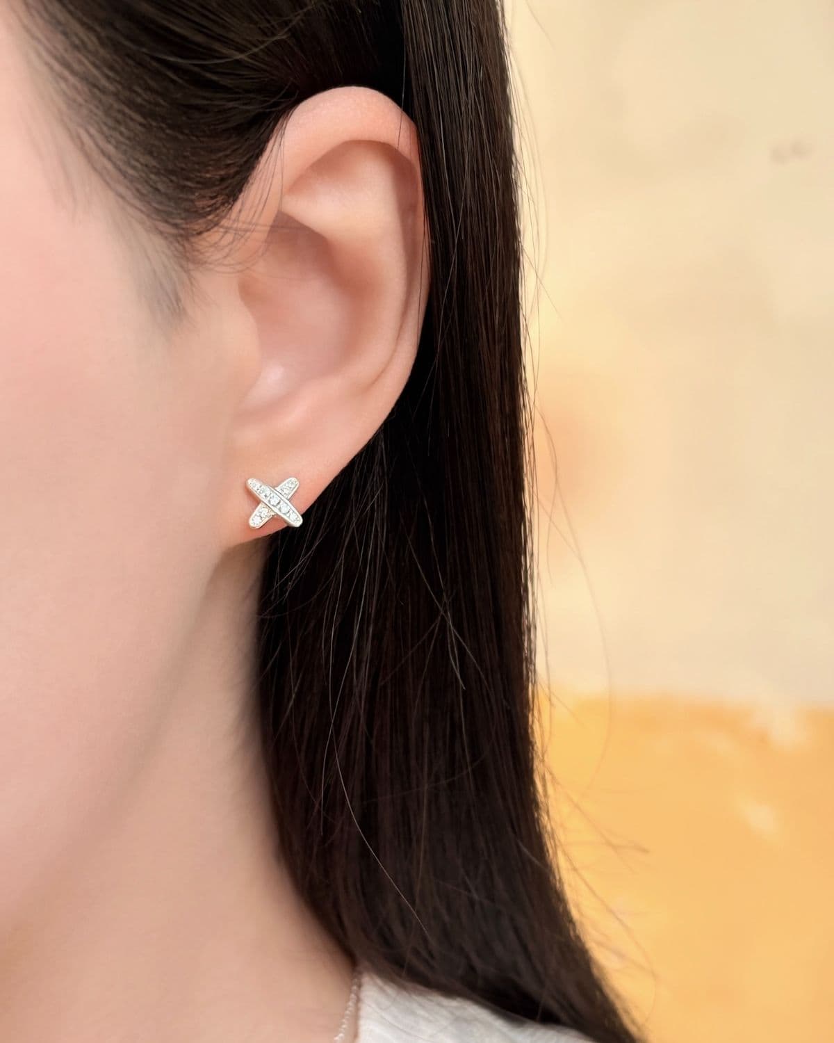 Silver 925 Cubic Pendant x Mini Silver Post Earrings Daily Silver Earring & Necklace Set - 이미지 3