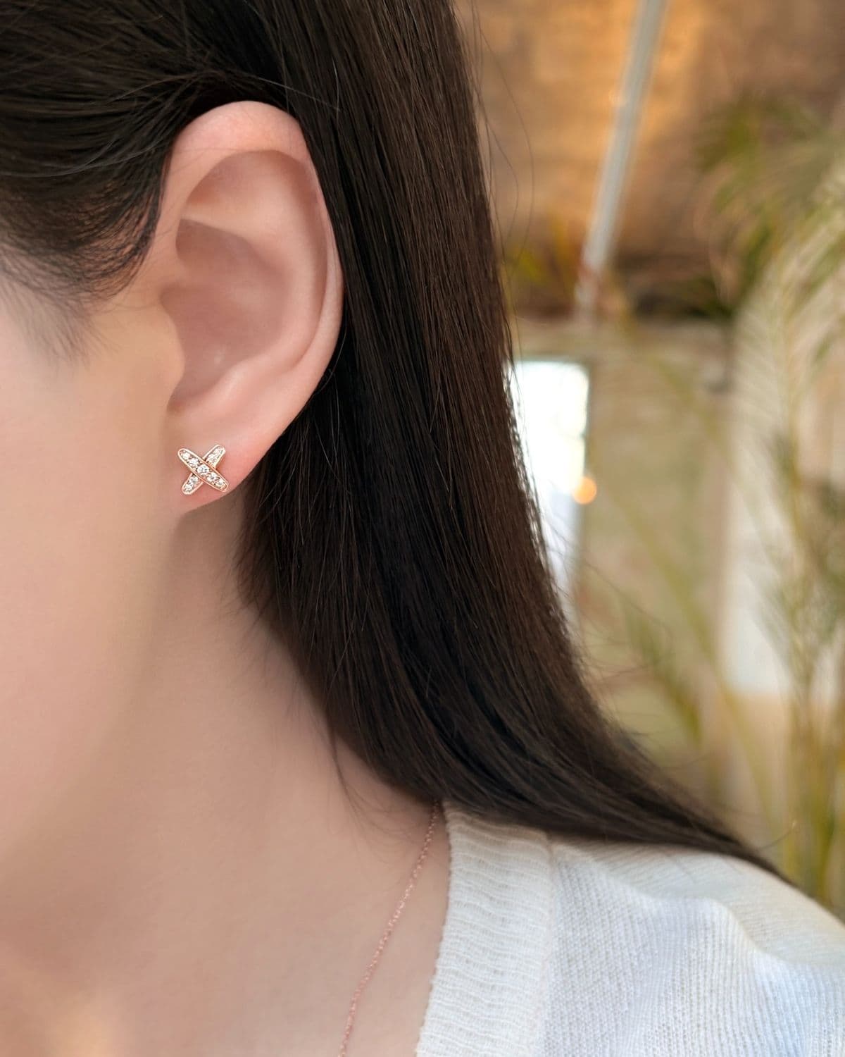 Silver 925 Cubic Pendant x Mini Silver Post Earrings Daily Silver Earring & Necklace Set - 이미지 6
