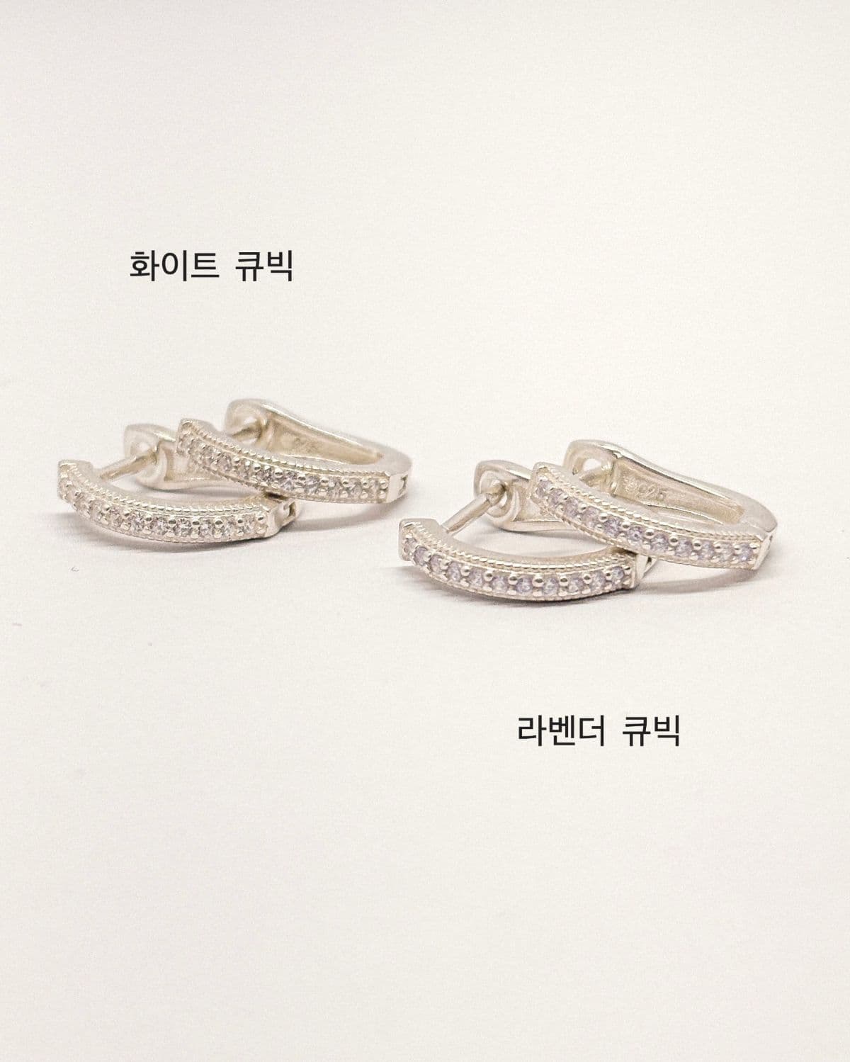 925 Sterling Silver Cubic Ring Earrings, 12mm & 15mm, One-touch, 3 Colors, 2 Sizes - 이미지 9