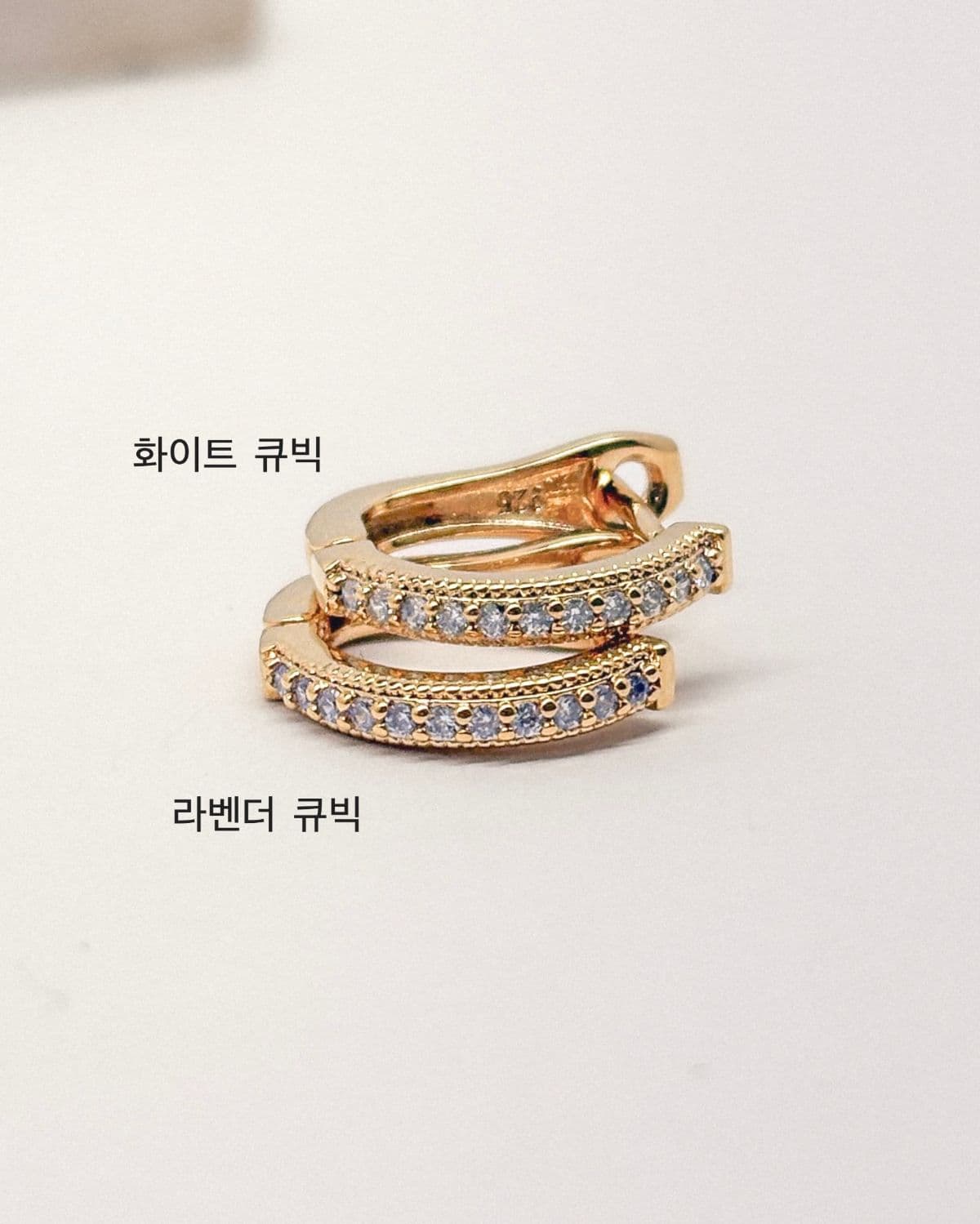 925 Sterling Silver Cubic Ring Earrings, 12mm & 15mm, One-touch, 3 Colors, 2 Sizes - 이미지 10