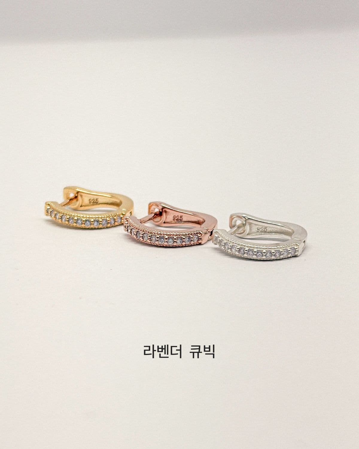 925 Sterling Silver Cubic Ring Earrings, 12mm & 15mm, One-touch, 3 Colors, 2 Sizes - 이미지 5
