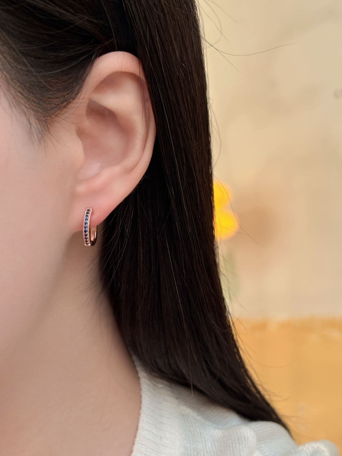 925 Sterling Silver Cubic Ring Earrings, 12mm & 15mm, One-touch, 3 Colors, 2 Sizes - 이미지 18