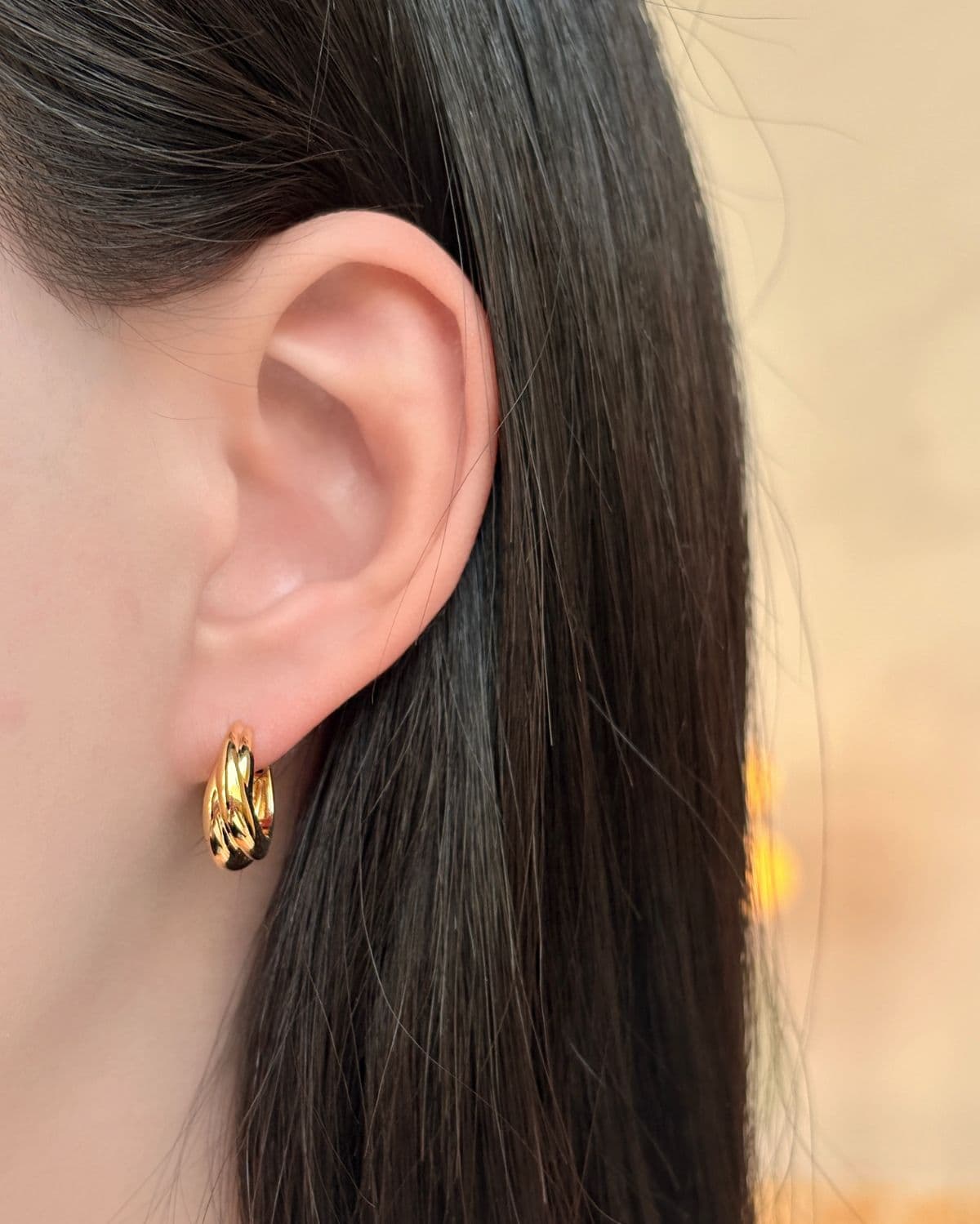 Silver 925 Bold Wave Earrings One-touch Ring Twist Thick Silver Earrings - 이미지 5