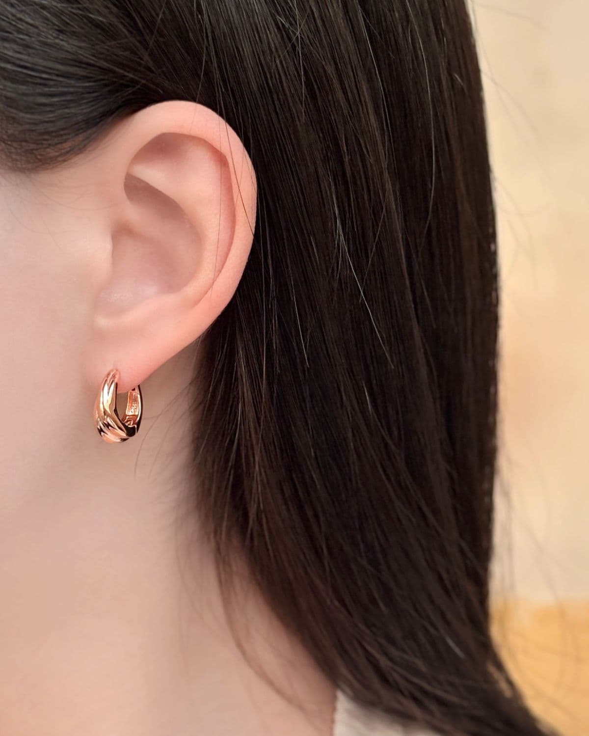 Silver 925 Bold Wave Earrings One-touch Ring Twist Thick Silver Earrings - 이미지 7