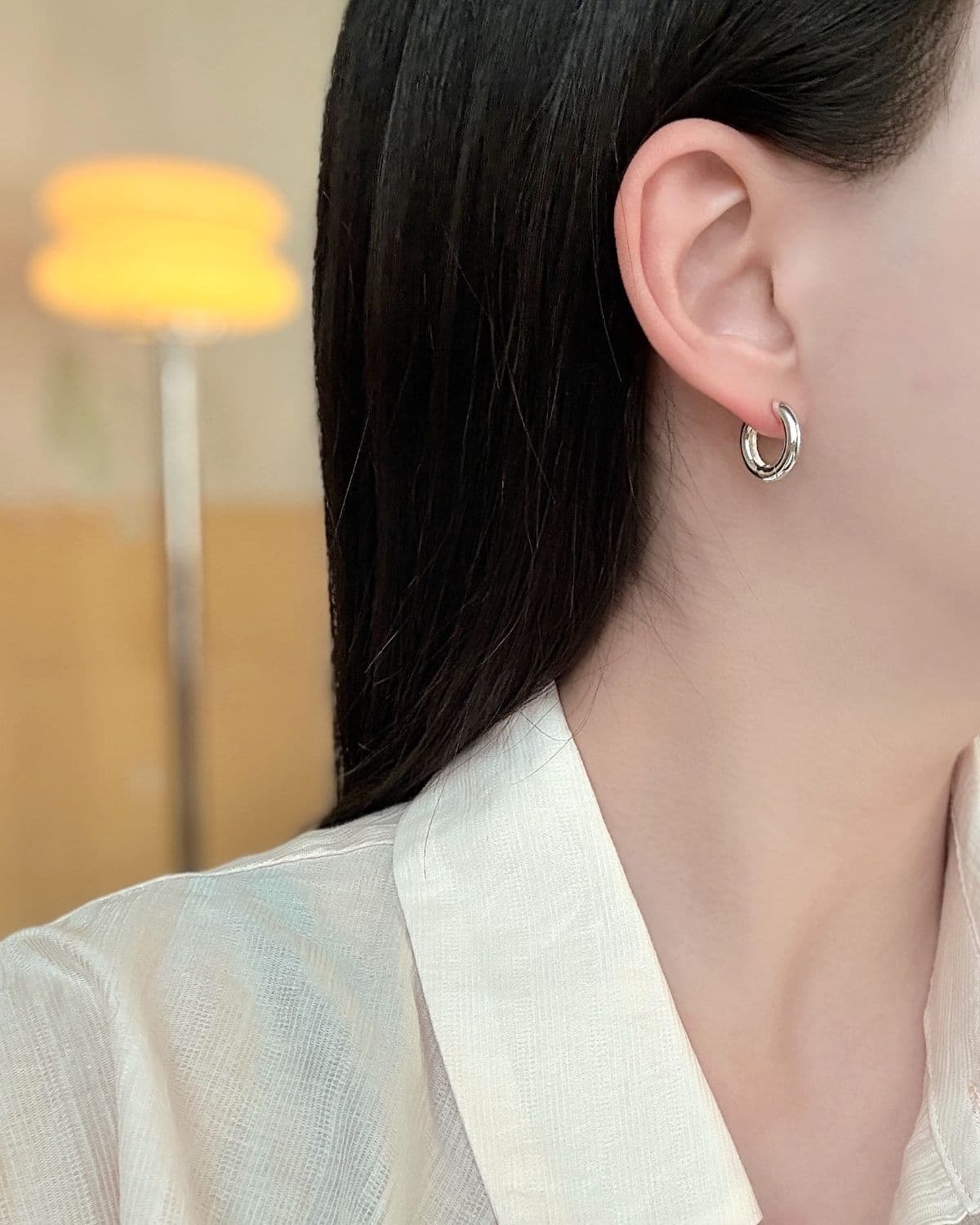 Silver 925 Bold 3mm One-Touch Ring Earrings Thick Striking Silver Earrings (4 Sizes) - 이미지 10