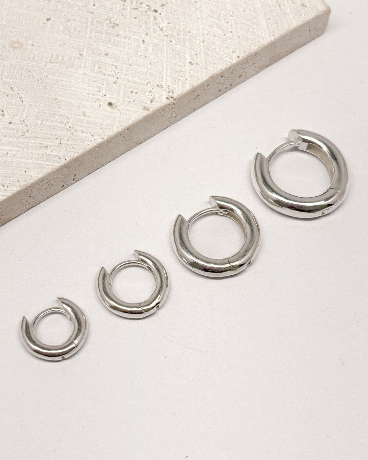 Silver 925 Bold 3mm One-Touch Ring Earrings Thick Striking Silver Earrings (4 Sizes) - 이미지 15
