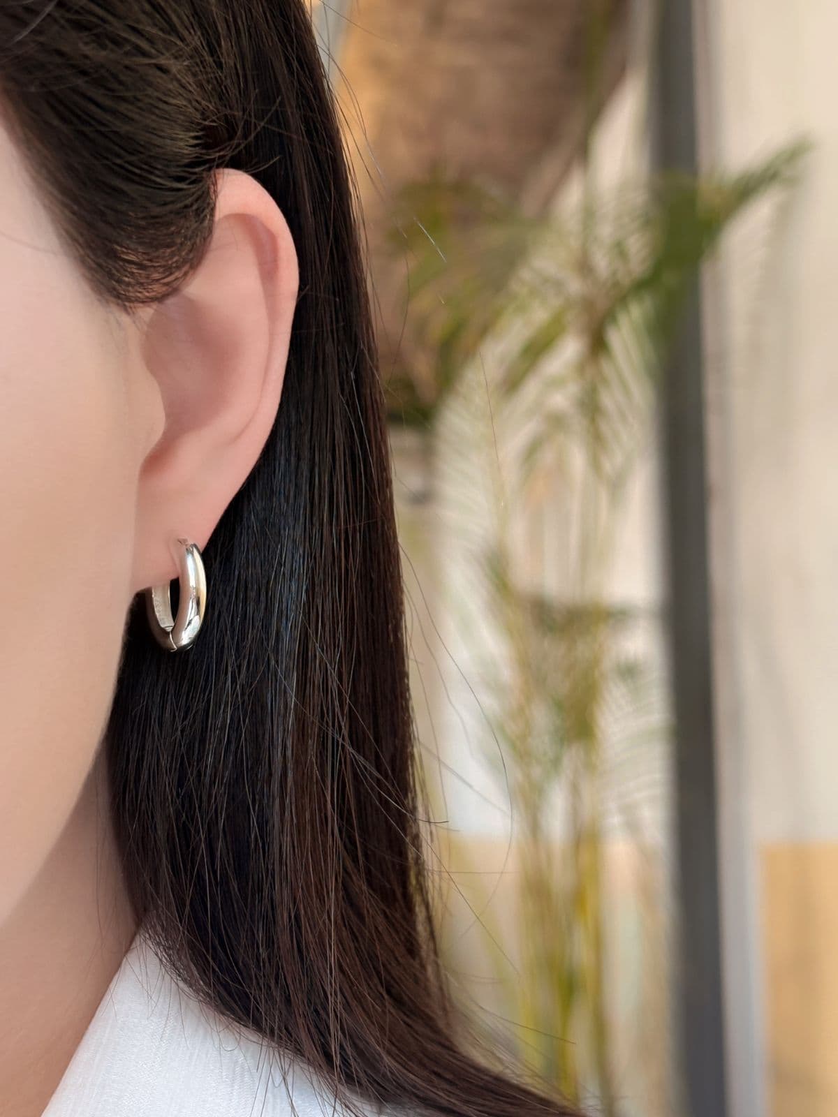 Silver 925 Bold 3mm One-Touch Ring Earrings Thick Striking Silver Earrings (4 Sizes) - 이미지 12