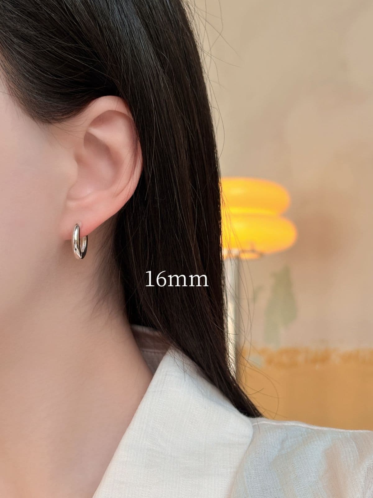 Silver 925 Bold 3mm One-Touch Ring Earrings Thick Striking Silver Earrings (4 Sizes) - 이미지 9