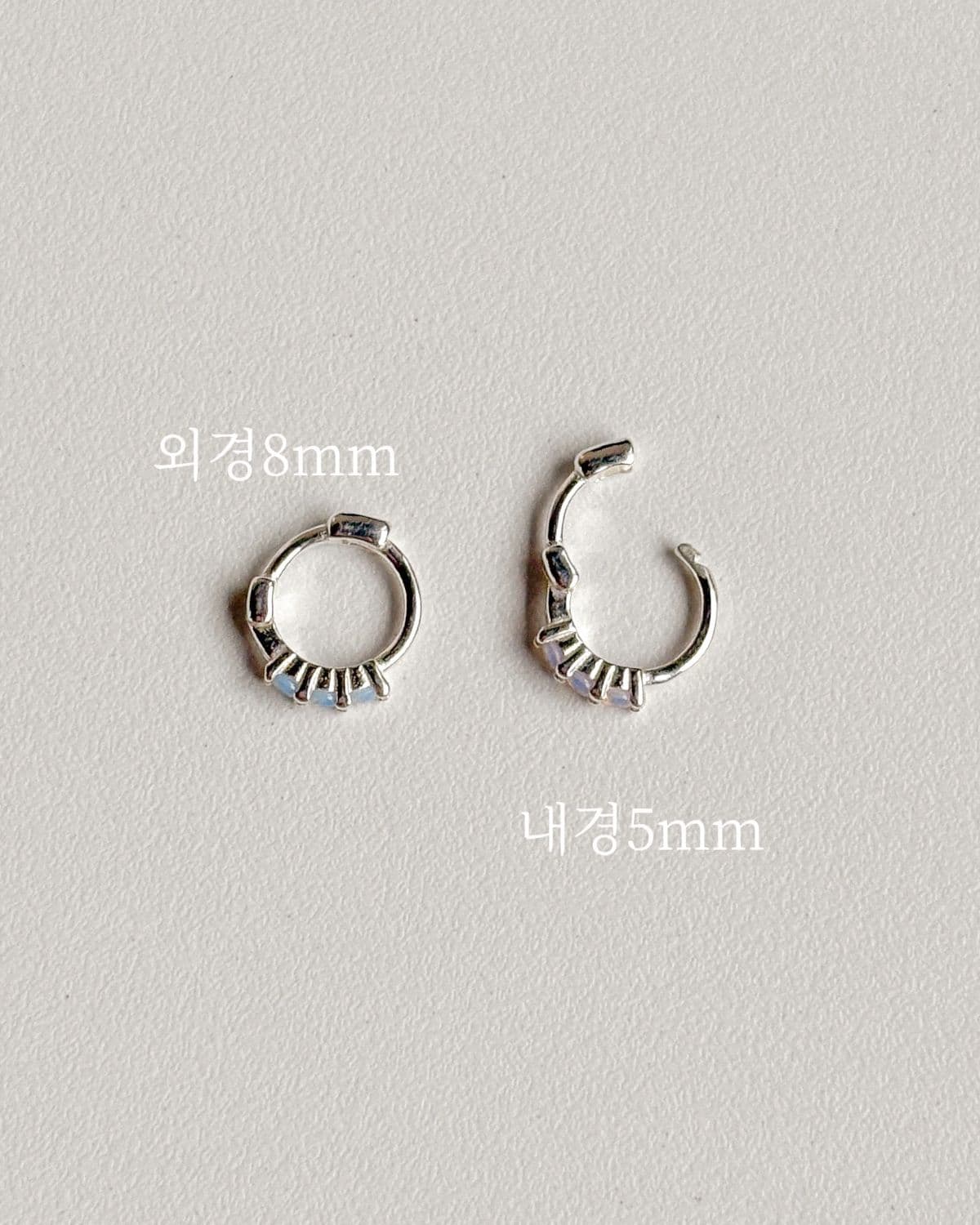 Silver 925 One-Touch Ring Mini Earrings Colored Cubic Turquoise Lavender Pastel Silver Earrings - 이미지 17
