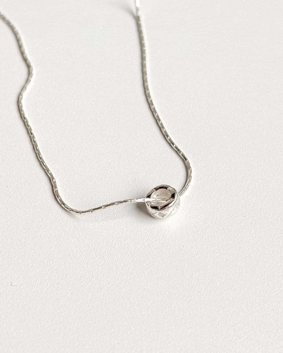 Silver 925 Quilted Ring Pendant Necklace Snake Chain Silver Necklace - 이미지 12