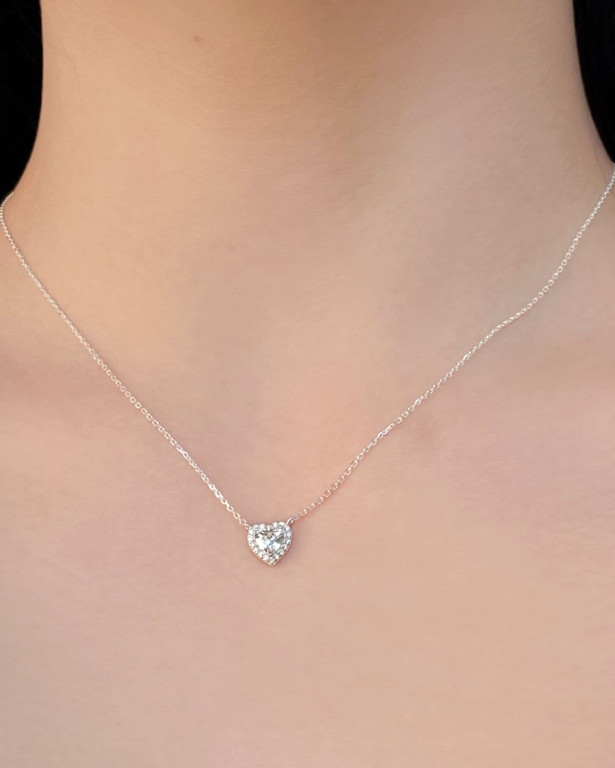 Silver 925 Cubic Heart Pendant Necklace and Earring Set Silver Necklace - 이미지 2