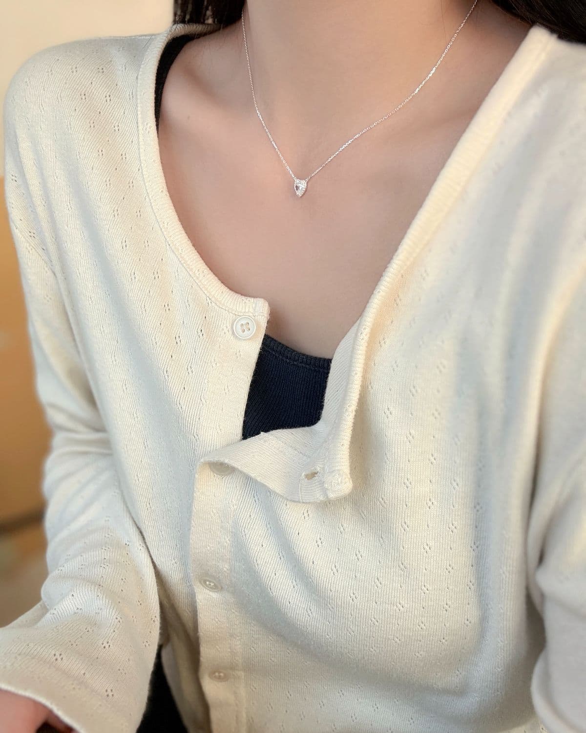 Silver 925 Cubic Heart Pendant Necklace and Earring Set Silver Necklace - 이미지 5