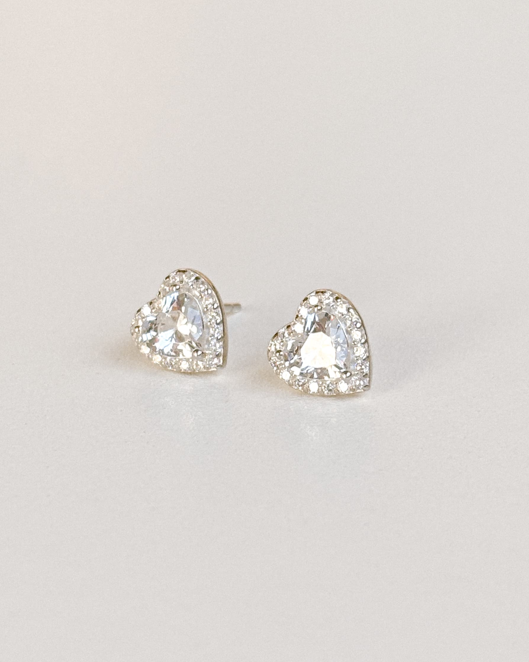 Silver 925 Heart Cubic Pendant Earrings, Silver Stud Earrings, Necklace Set - 이미지 2