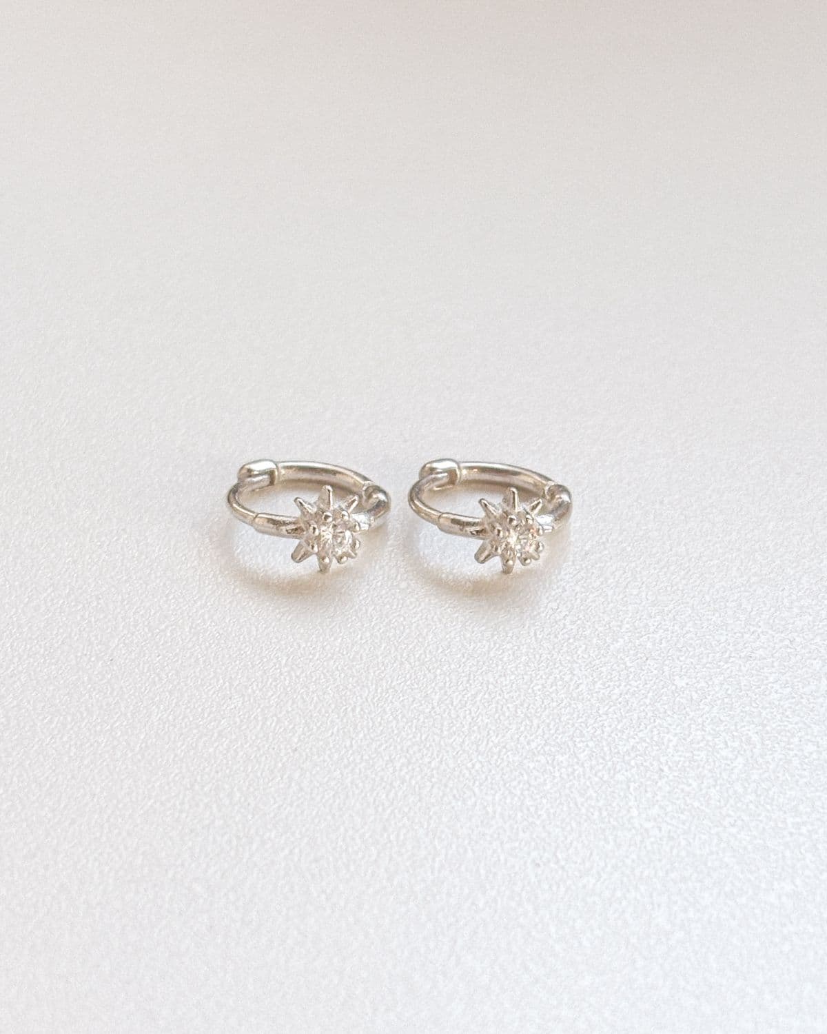 Silver 925 Mini Cubic Spark Star Pendant One-Touch Ring Earrings Silver Earrings - 이미지 4