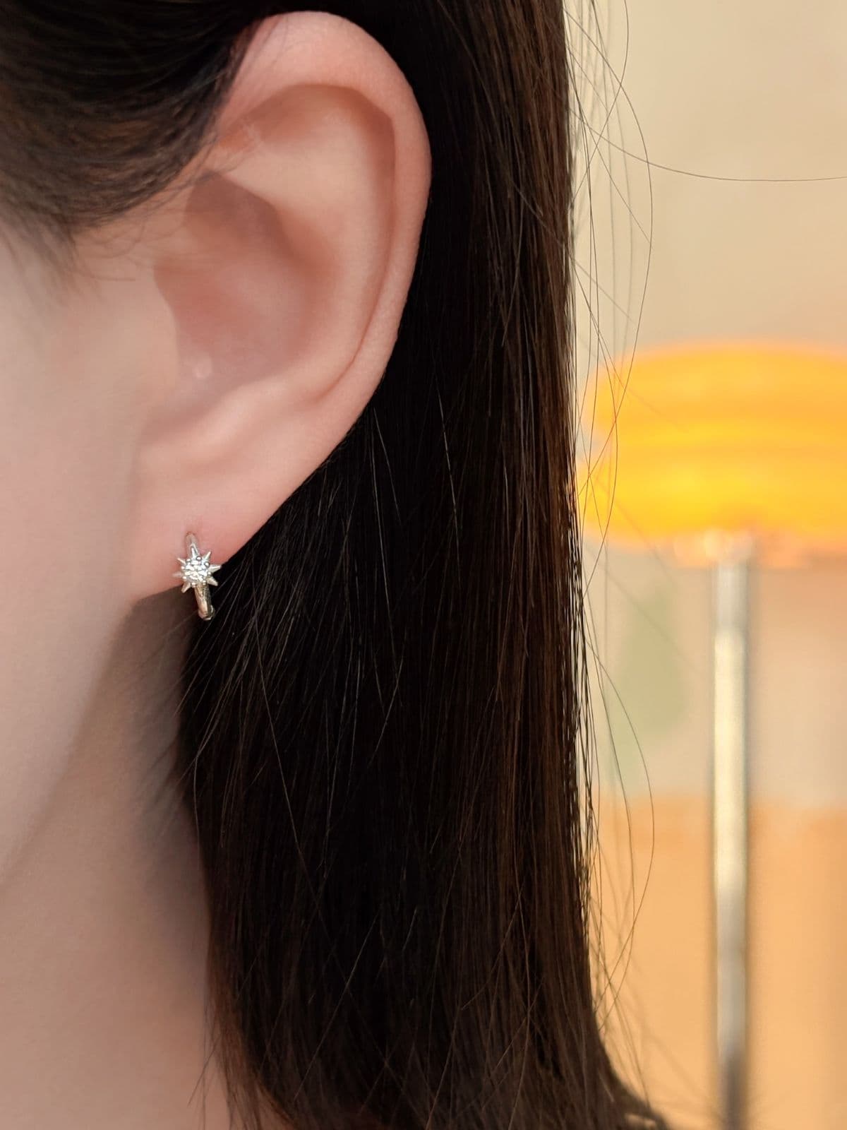 Silver 925 Mini Cubic Spark Star Pendant One-Touch Ring Earrings Silver Earrings - 이미지 8