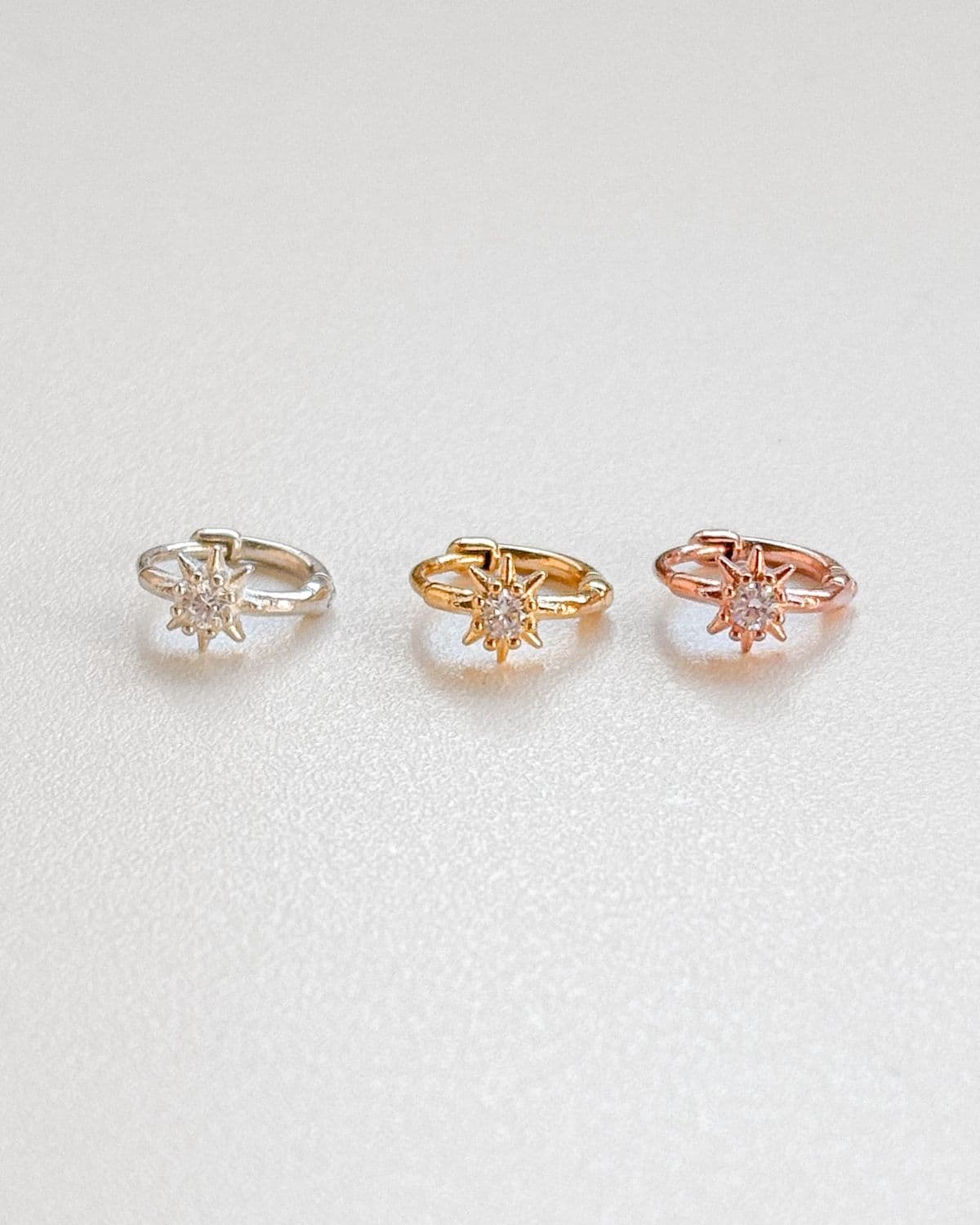 Silver 925 Mini Cubic Spark Star Pendant One-Touch Ring Earrings Silver Earrings - 이미지 1