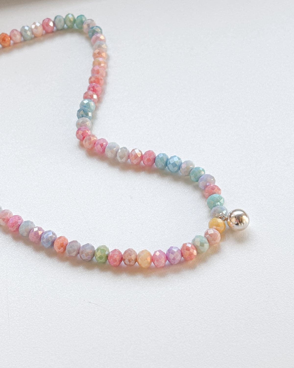 Silver 925 Square Bead Colored Bead Necklace Summer Bead Necklace Silver Necklace - 이미지 1