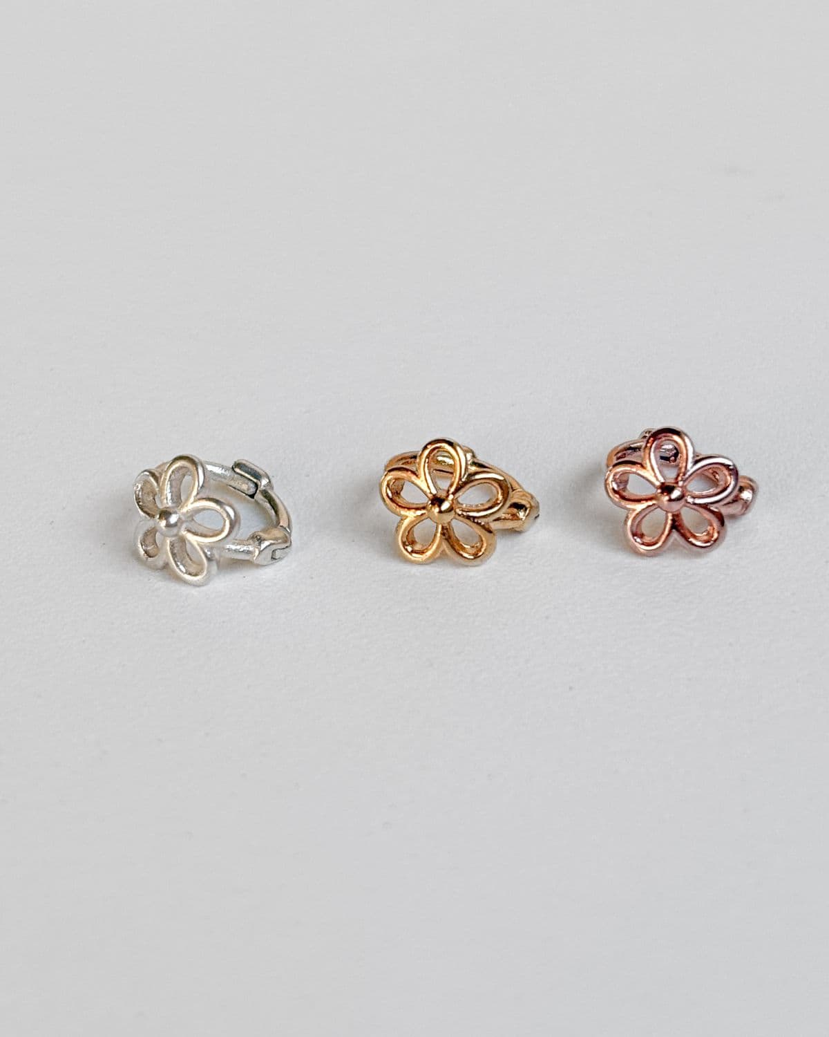 Silver 925 Flower Earrings Mini Ring One-Touch Silver Earrings - 이미지 10