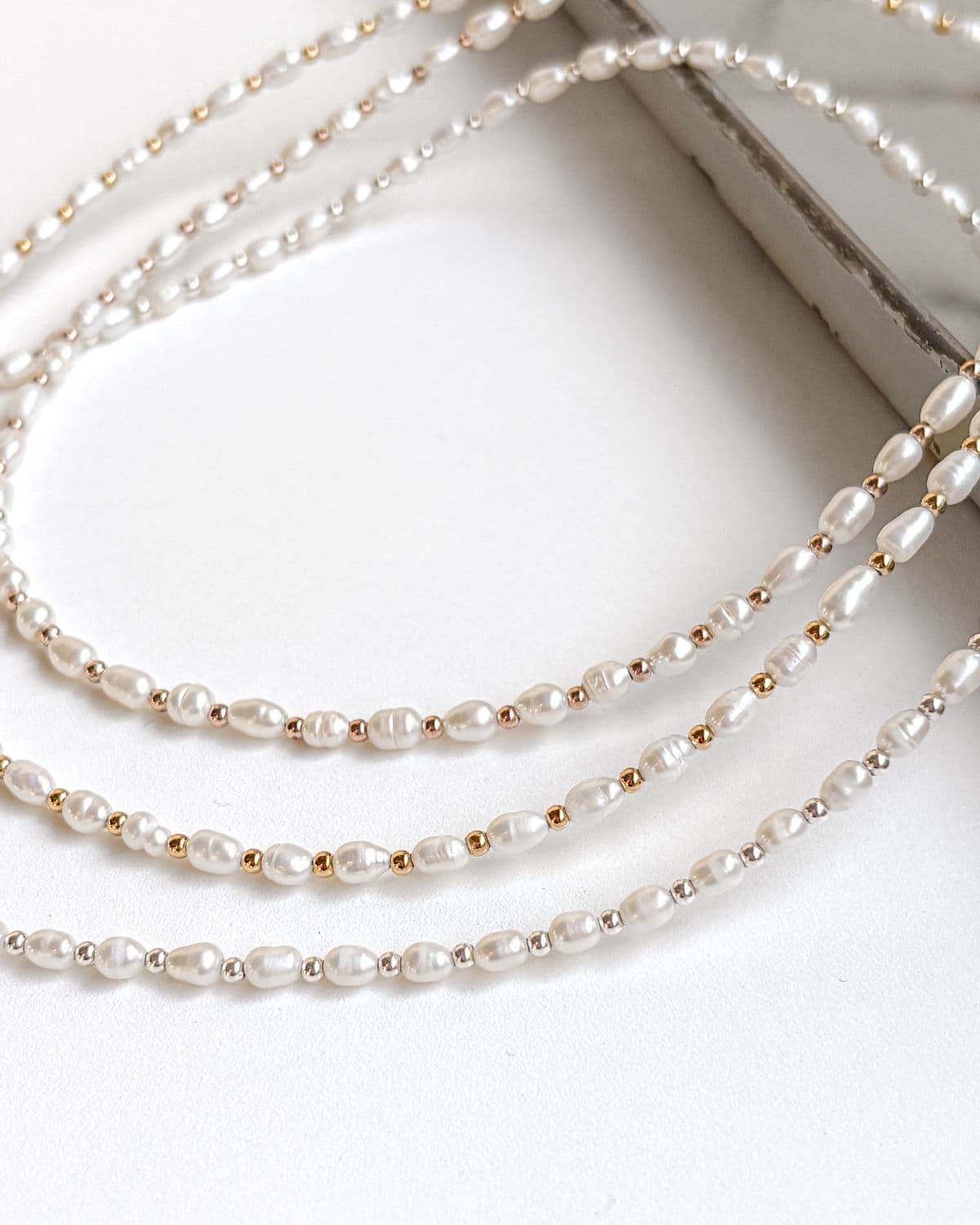 Silver 925 Freshwater Pearl Oval Pearl Silver Ball Necklace - 이미지 1