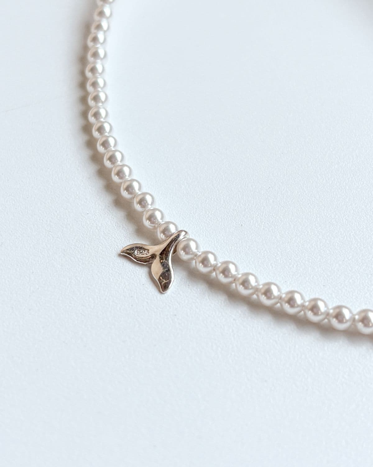 Silver 925 Whale Tail Pendant Pearl Necklace Swarovski Pearl Silver Necklace - 이미지 6