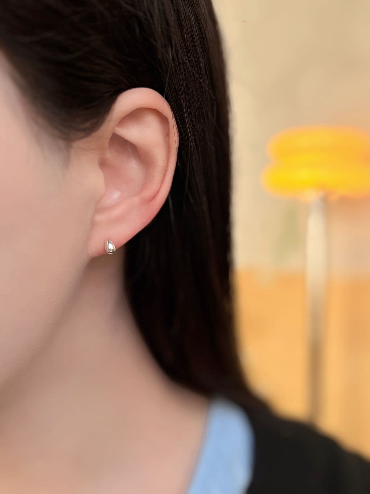 Silver 925 Twisted Teardrop Chubby Silver Piercing Mini Silver Earrings - 이미지 6