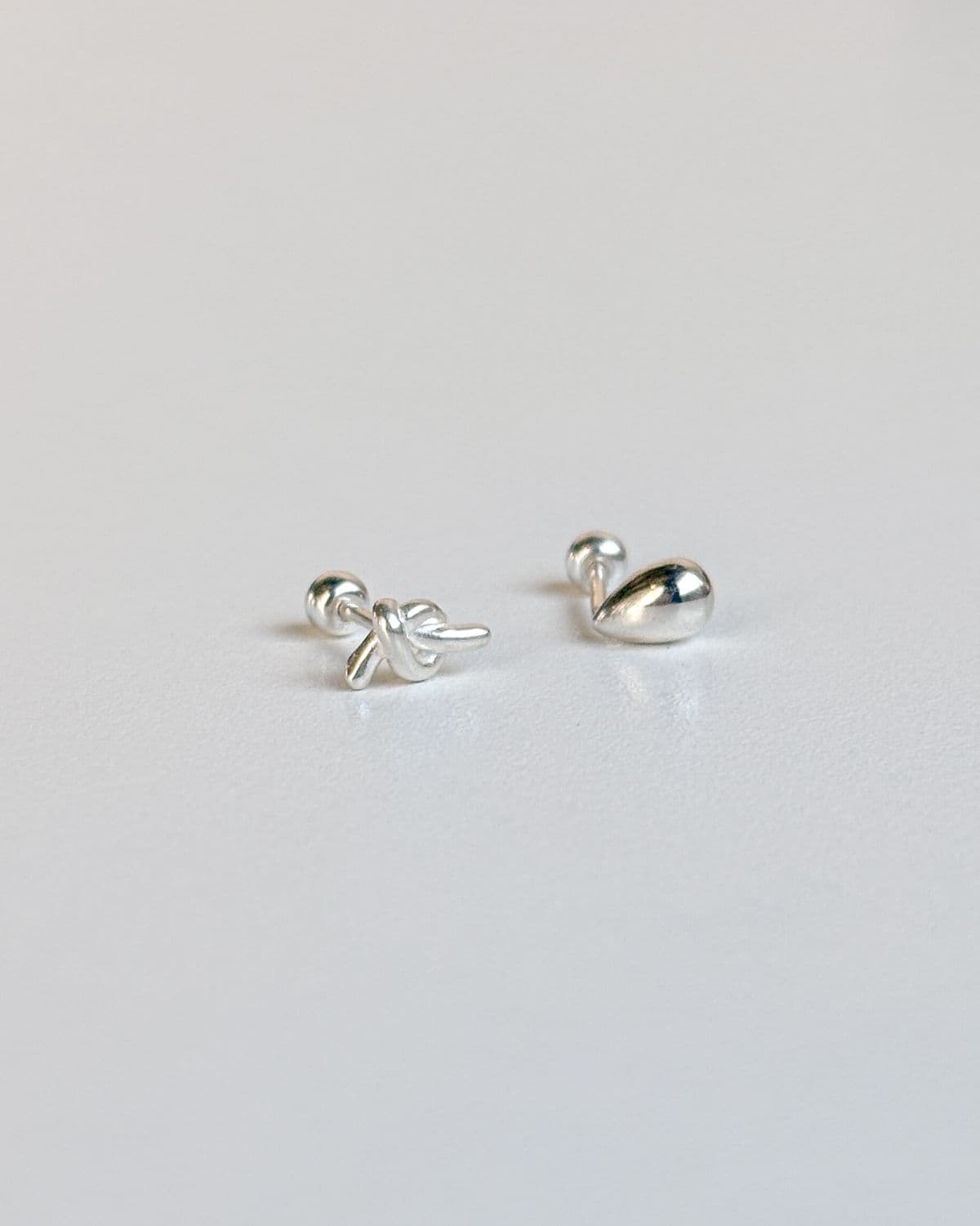 Silver 925 Twisted Teardrop Chubby Silver Piercing Mini Silver Earrings - 이미지 9