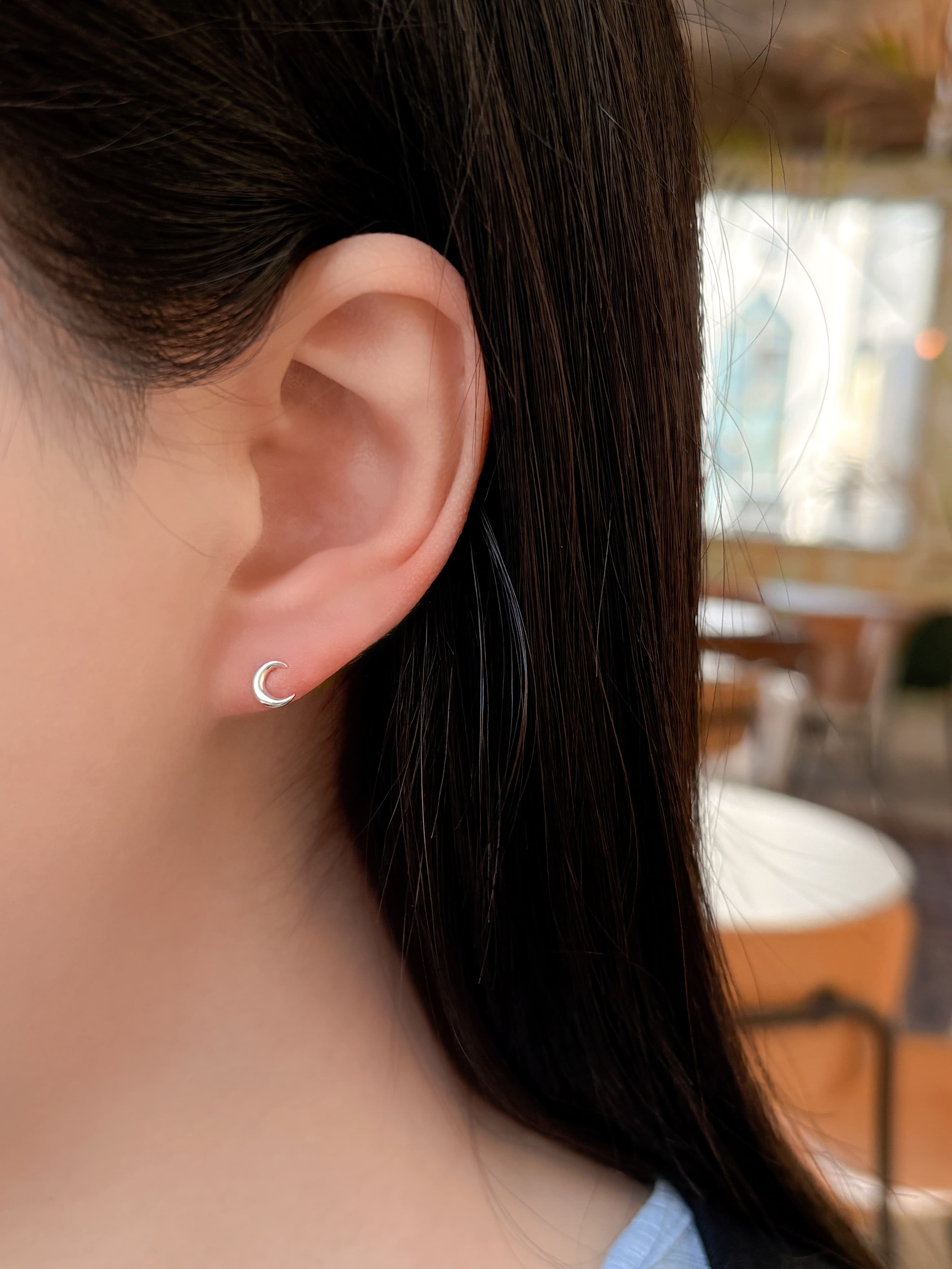 Silver 925 Piercing Star Sparkle Moon Mini Silver Piercing Silver Earrings - 이미지 9