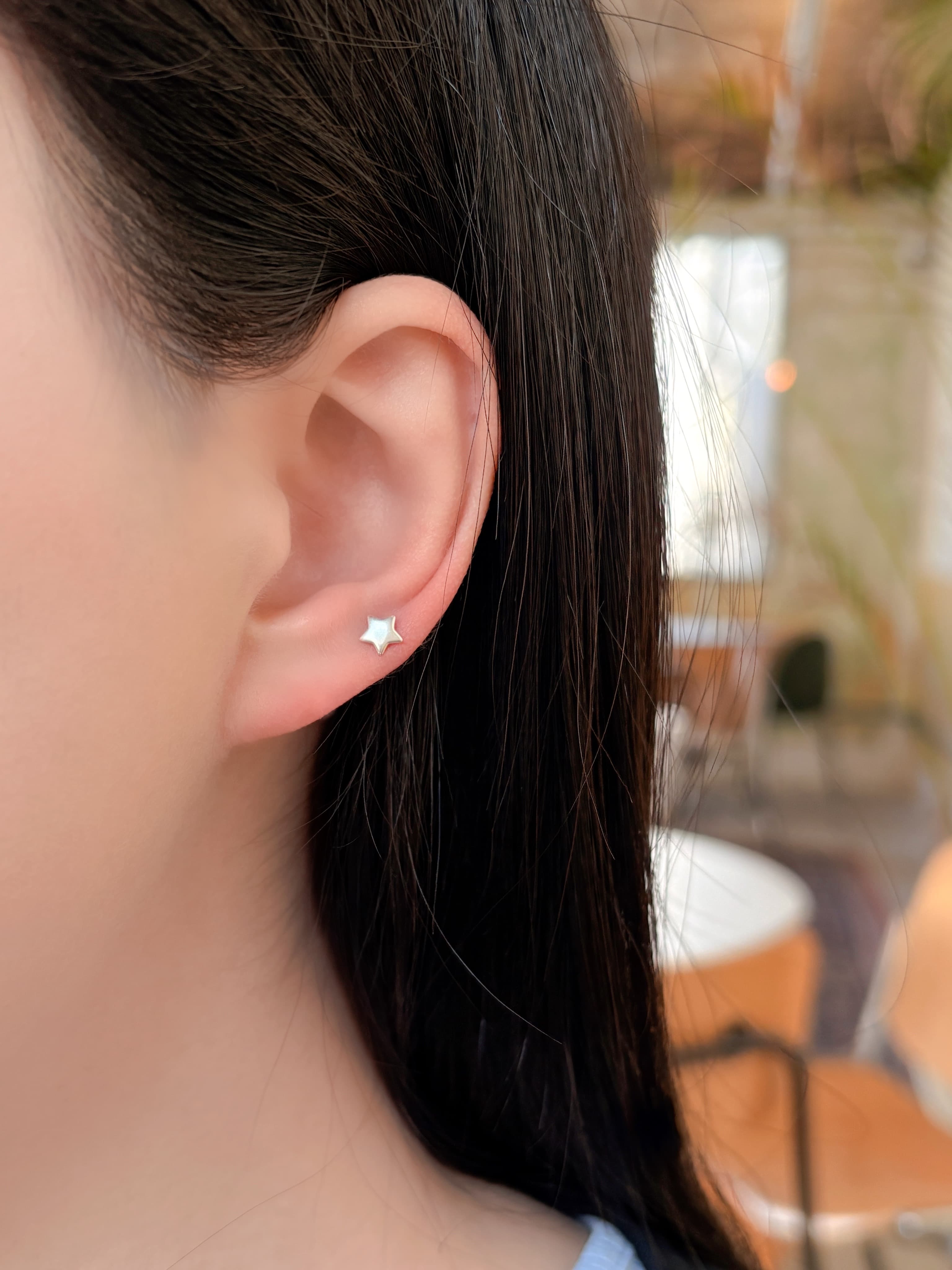Silver 925 Piercing Star Sparkle Moon Mini Silver Piercing Silver Earrings - 이미지 5