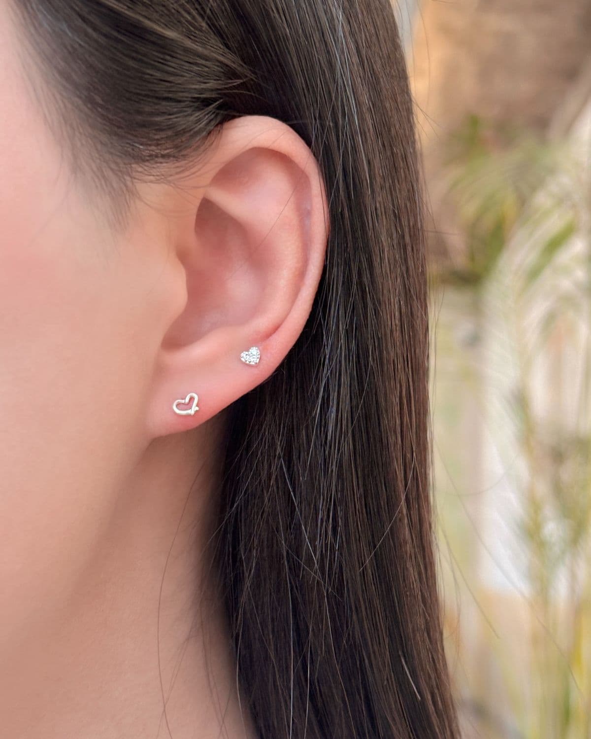 Silver 925 Heart Piercing Cubic Mini Silver Piercing Silver Earrings - 이미지 6