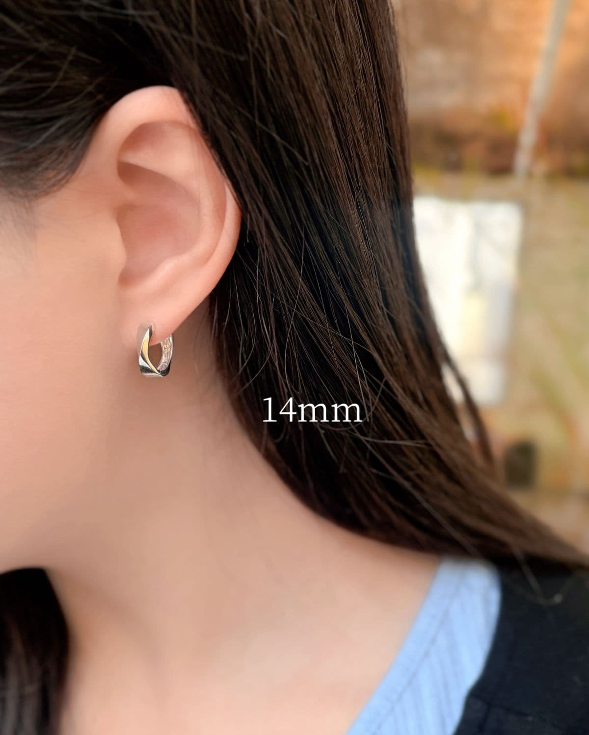 Silver 925 Twisted Ring One-Touch Earrings, 4 Sizes, Voluminous Silver Earrings - 이미지 4