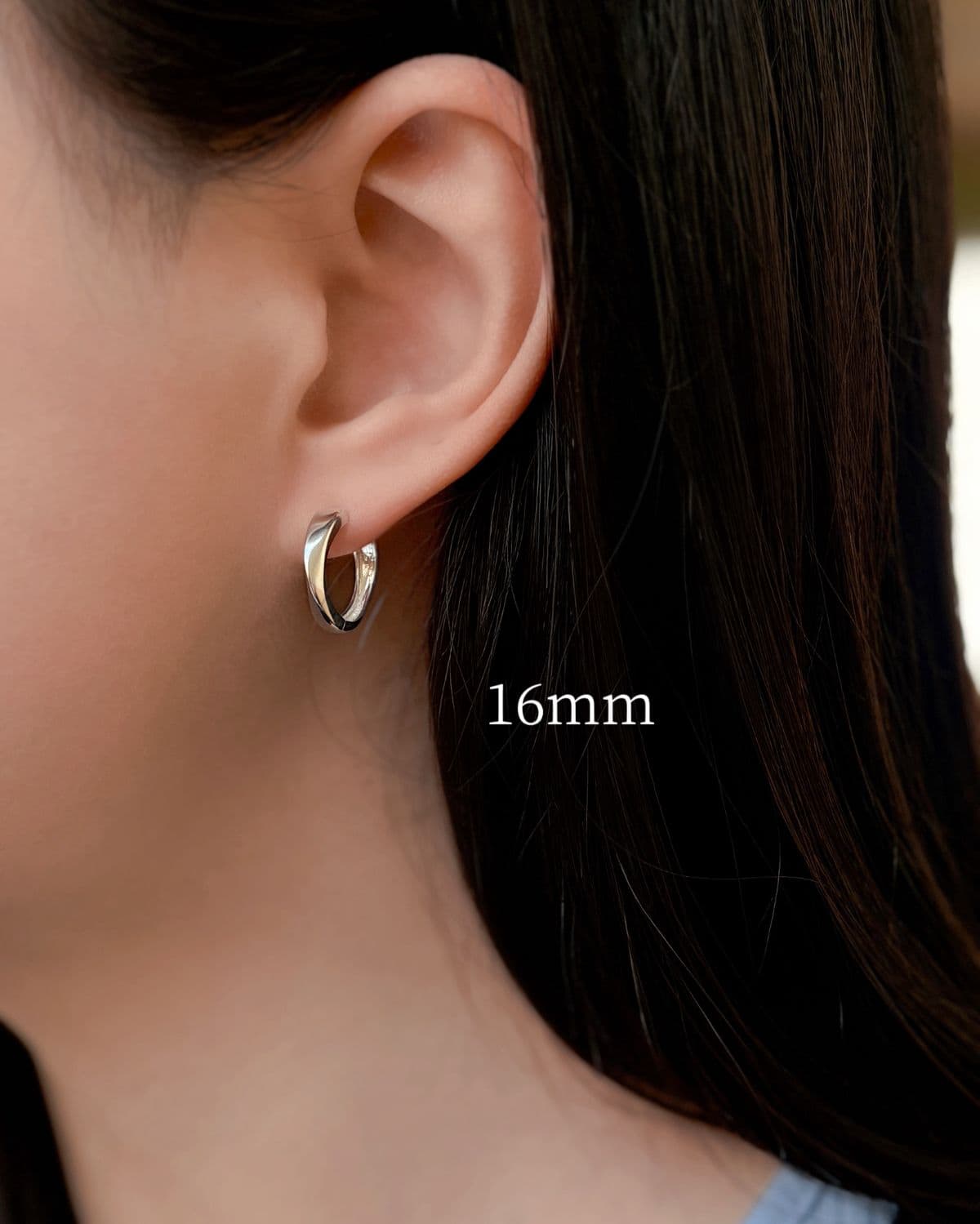 Silver 925 Twisted Ring One-Touch Earrings, 4 Sizes, Voluminous Silver Earrings - 이미지 5