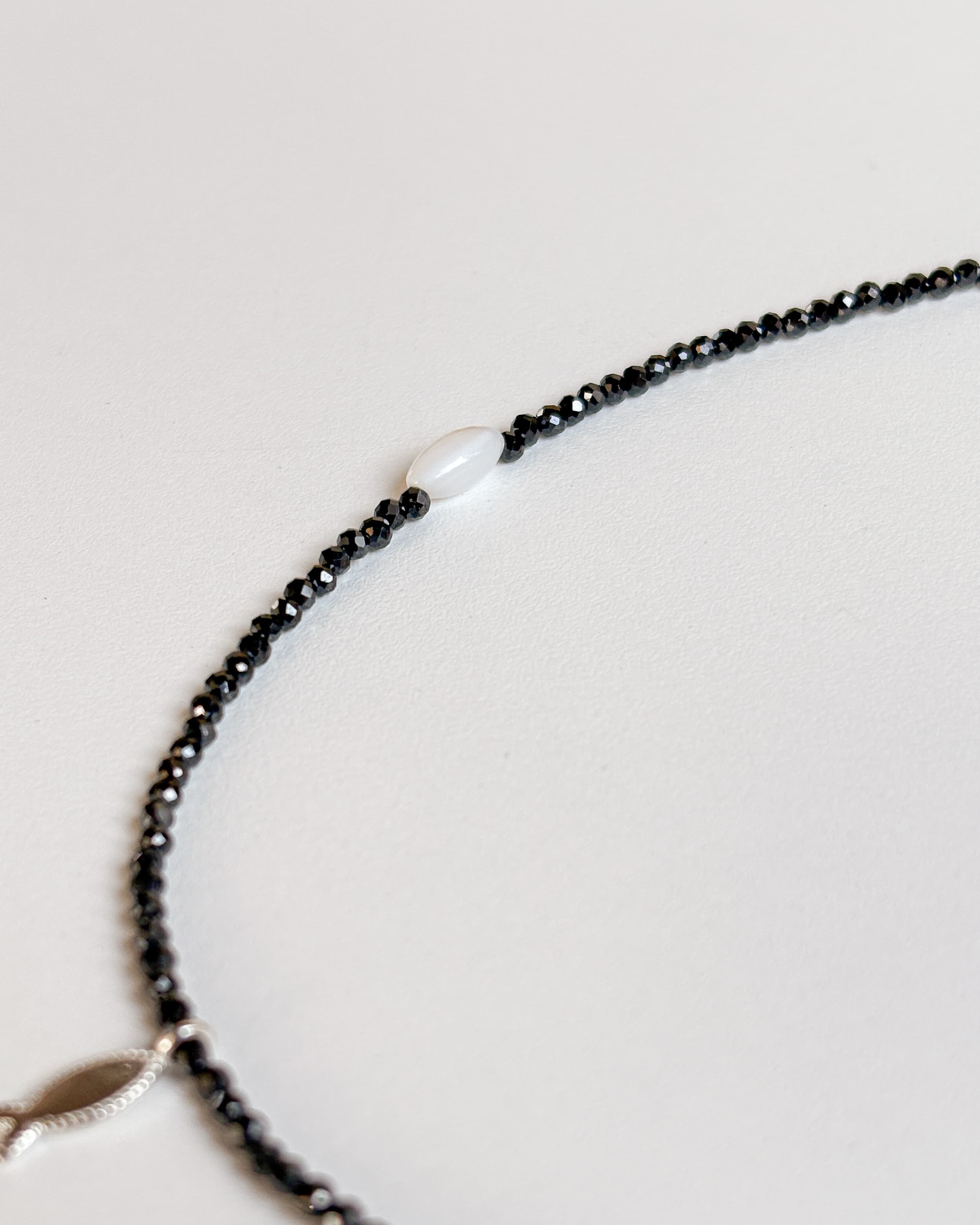 Silver 925 Square Beads Black Fish Pendant Bead Necklace Summer Silver Necklace - 이미지 9