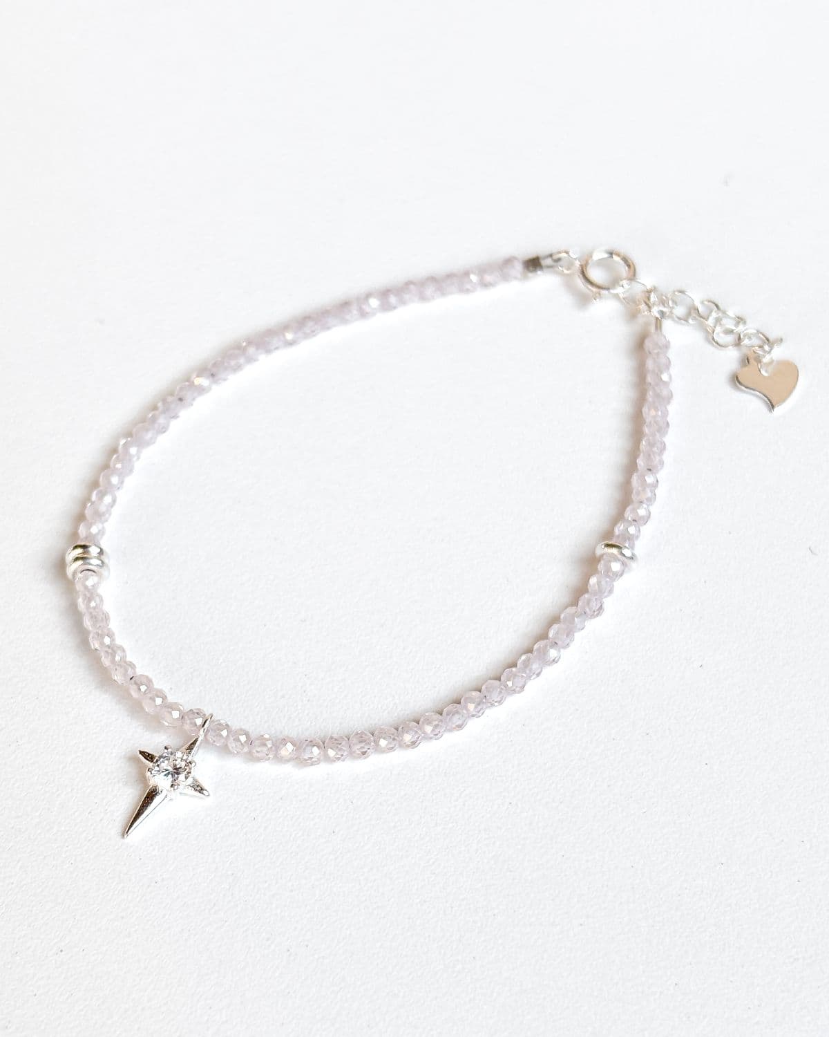 Silver 925 Pink Bead Spark Pendant Sparkling Star Cubic Summer Silver Bracelet - 이미지 6