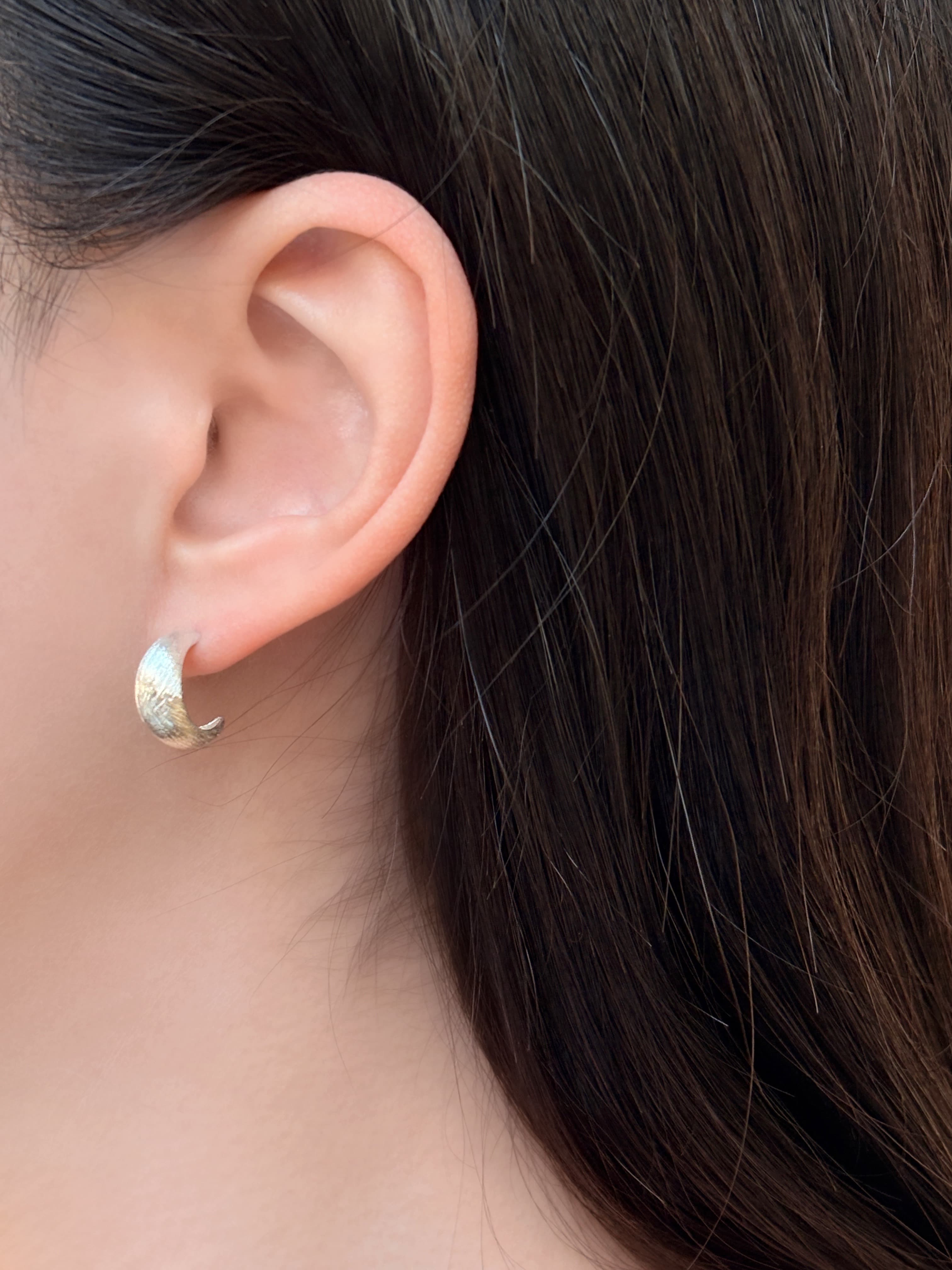 Silver 925 Matte Scratch Peanut-shaped Earrings Silver Earrings Silver Stud Posts - 이미지 9