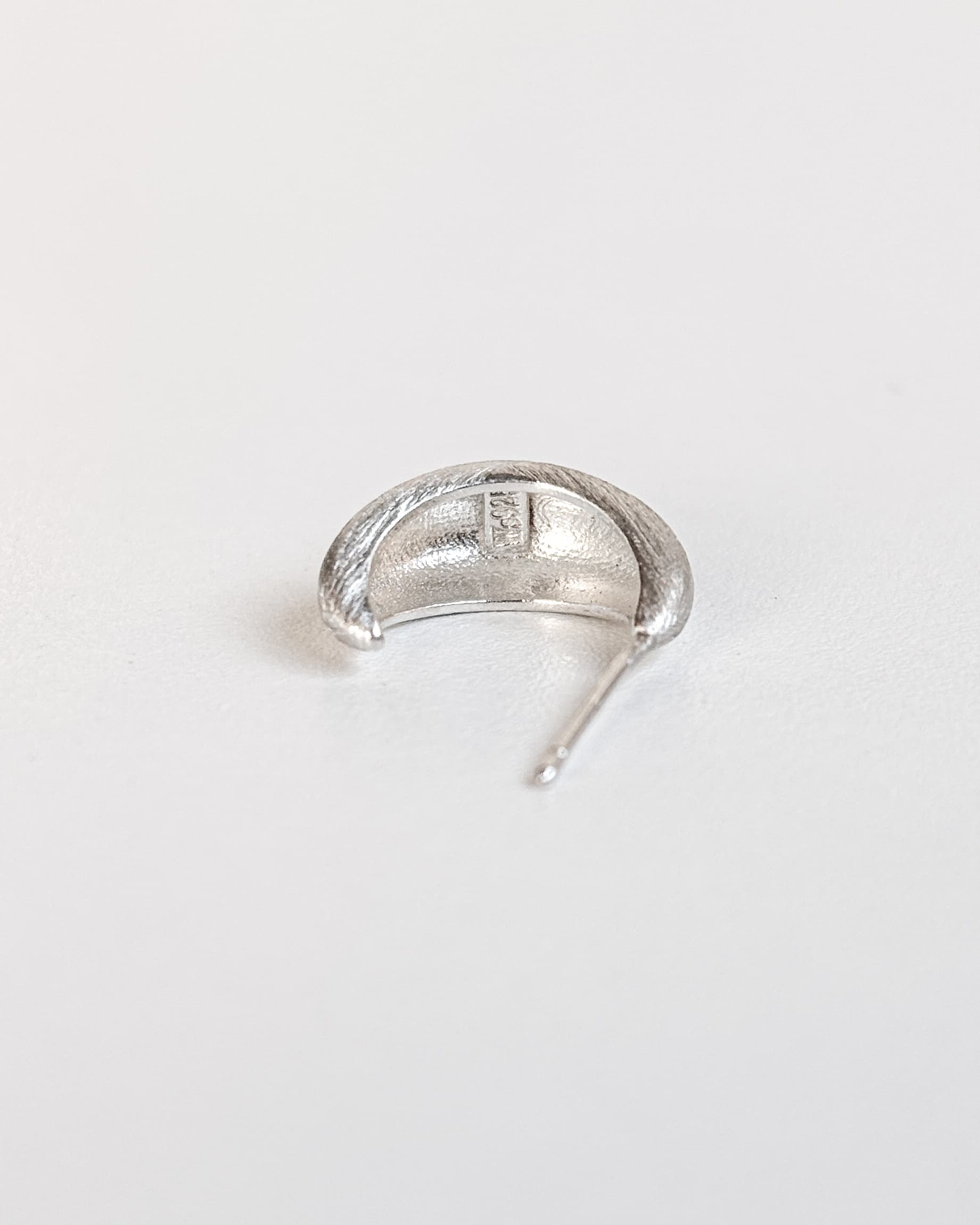 Silver 925 Matte Scratch Peanut-shaped Earrings Silver Earrings Silver Stud Posts - 이미지 5
