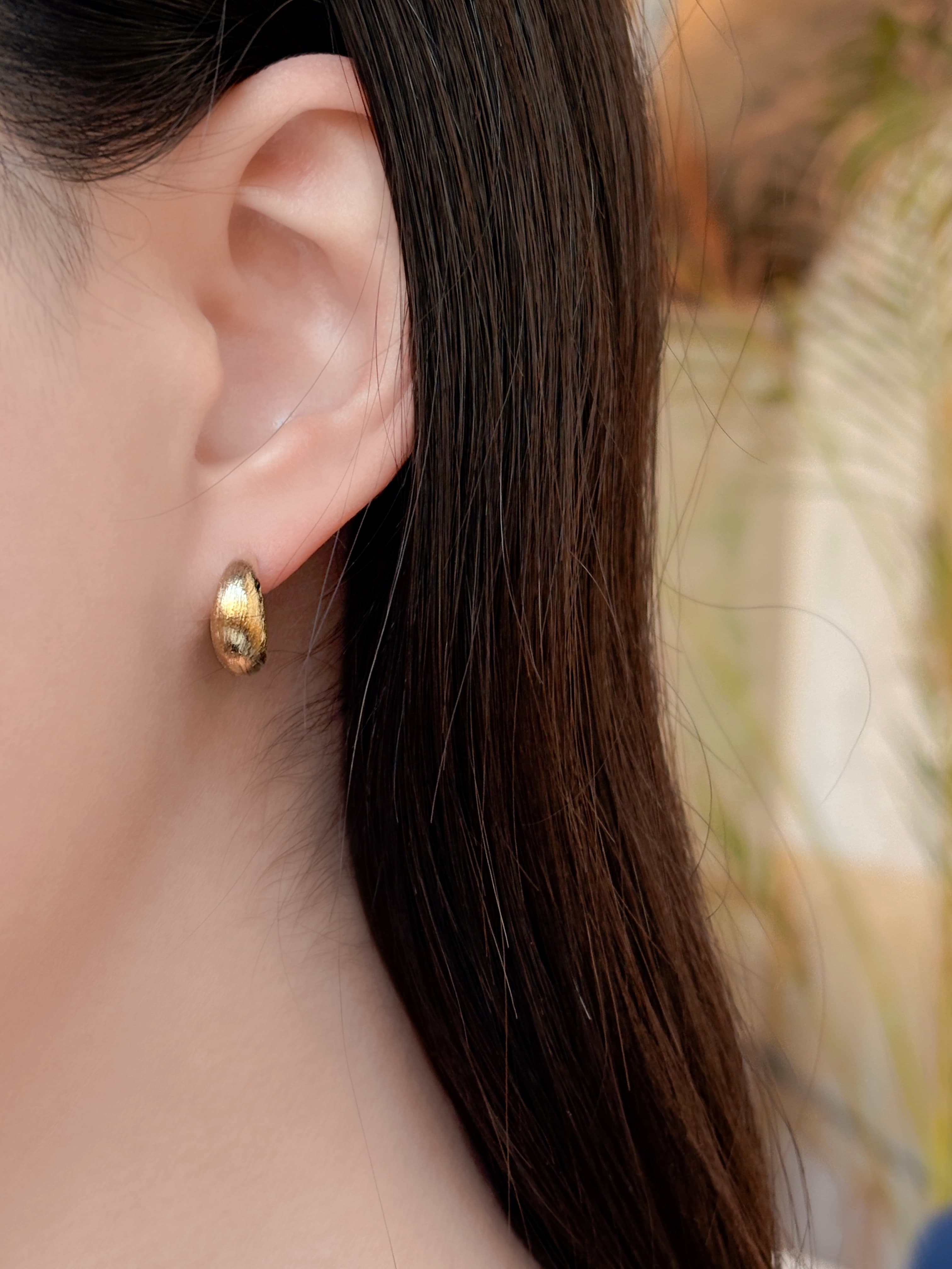 Silver 925 Matte Scratch Peanut-shaped Earrings Silver Earrings Silver Stud Posts - 이미지 11