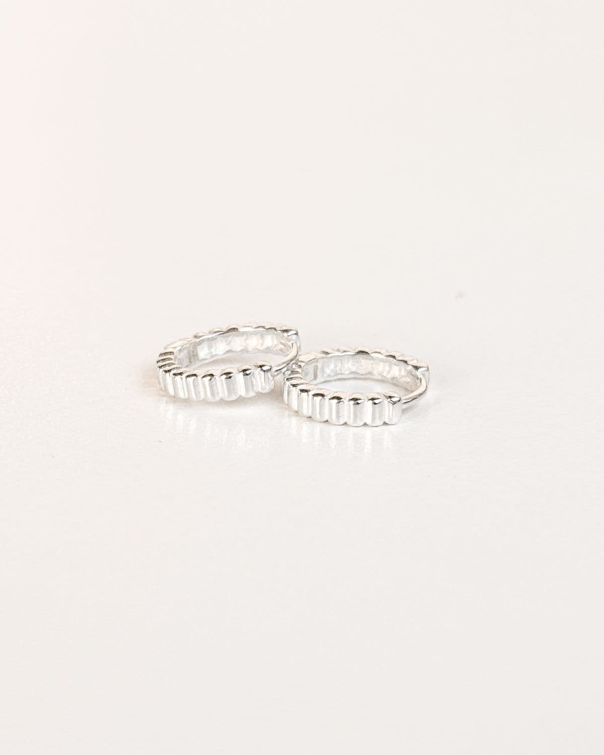 Silver 925 One-Touch Ring Earrings Line 3D Volume Silver Earrings - 이미지 13