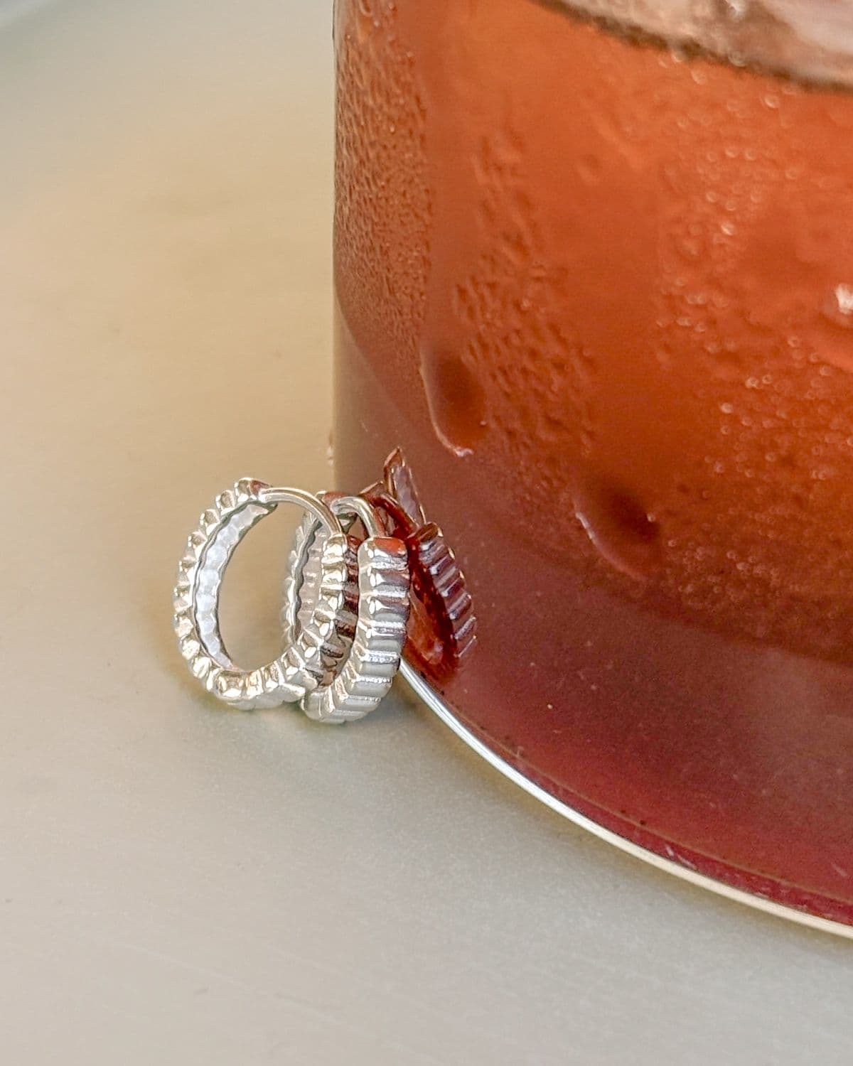 Silver 925 One-Touch Ring Earrings Line 3D Volume Silver Earrings - 이미지 14