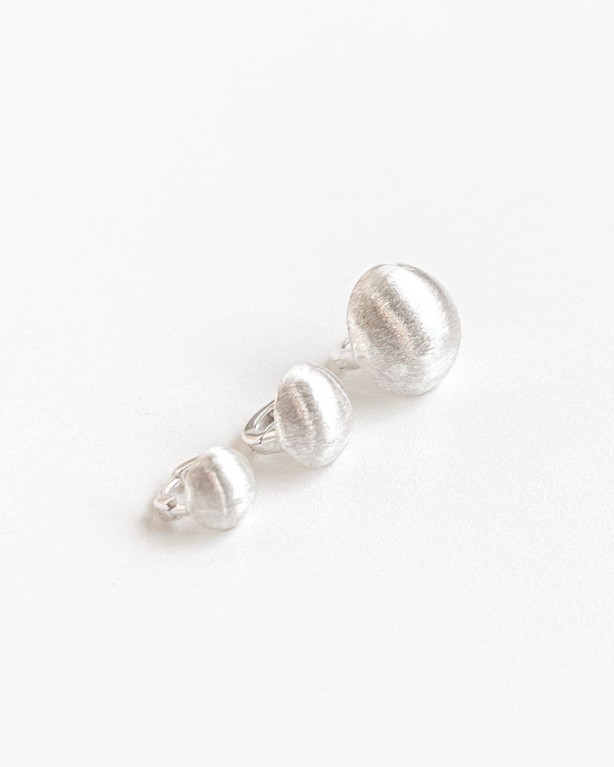 Silver 925 Matte One-Touch Ring Earrings Chubby Ball Silver Earrings - 이미지 7