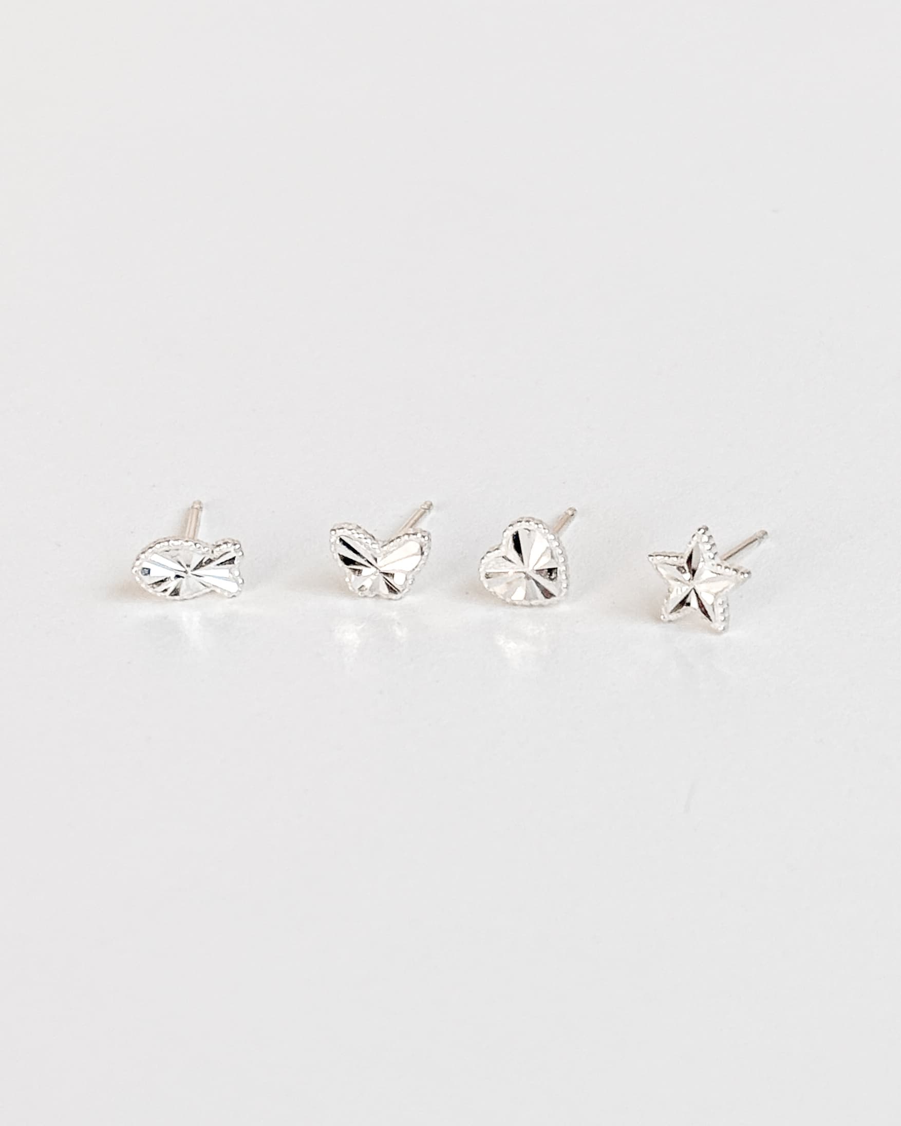 Silver 925 Star Heart Fish Butterfly Earrings Silver Post Mini Earrings - 이미지 10