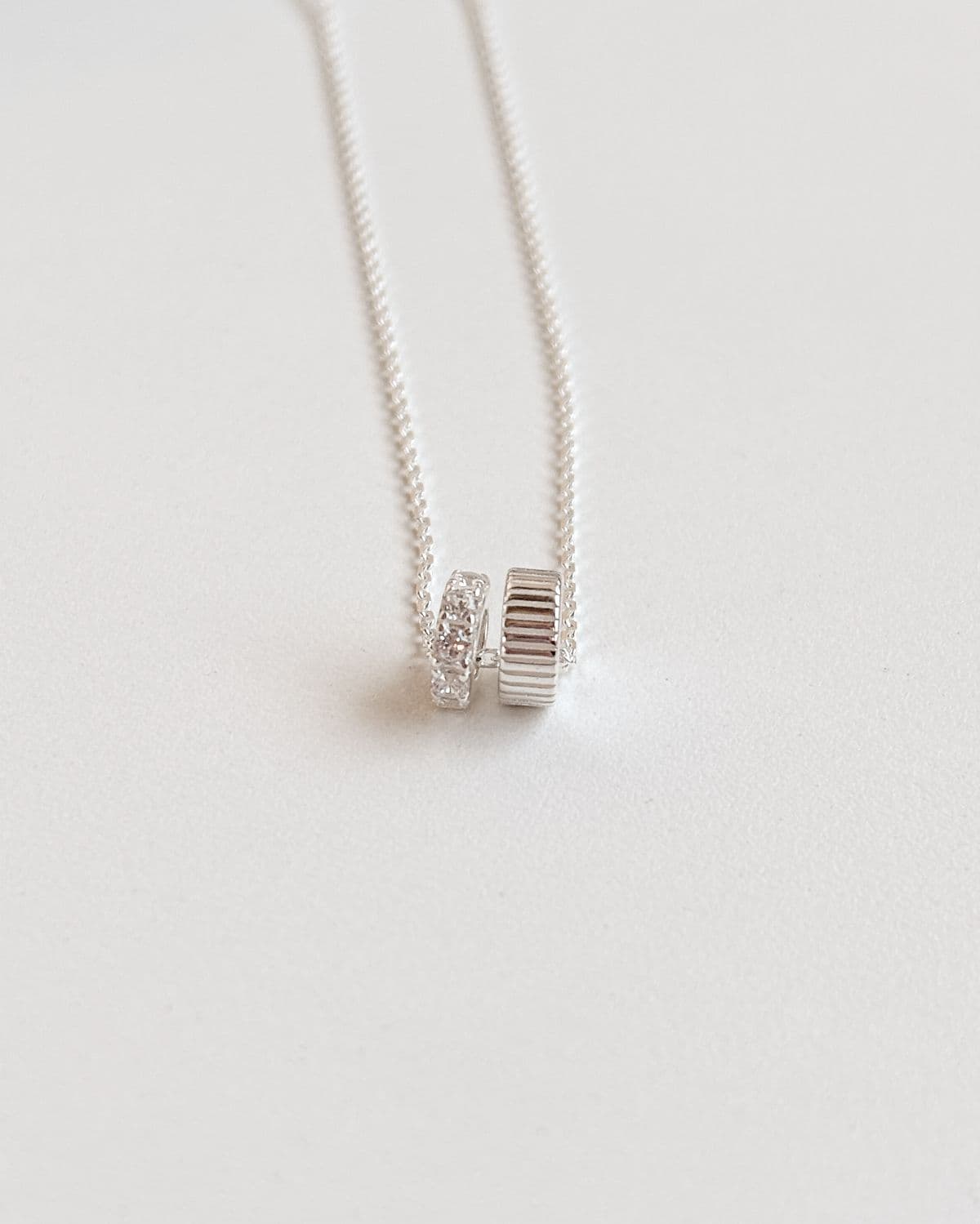 Silver 925 Line Ring Medal Pendant Silver Necklace Daily Necklace - 이미지 1
