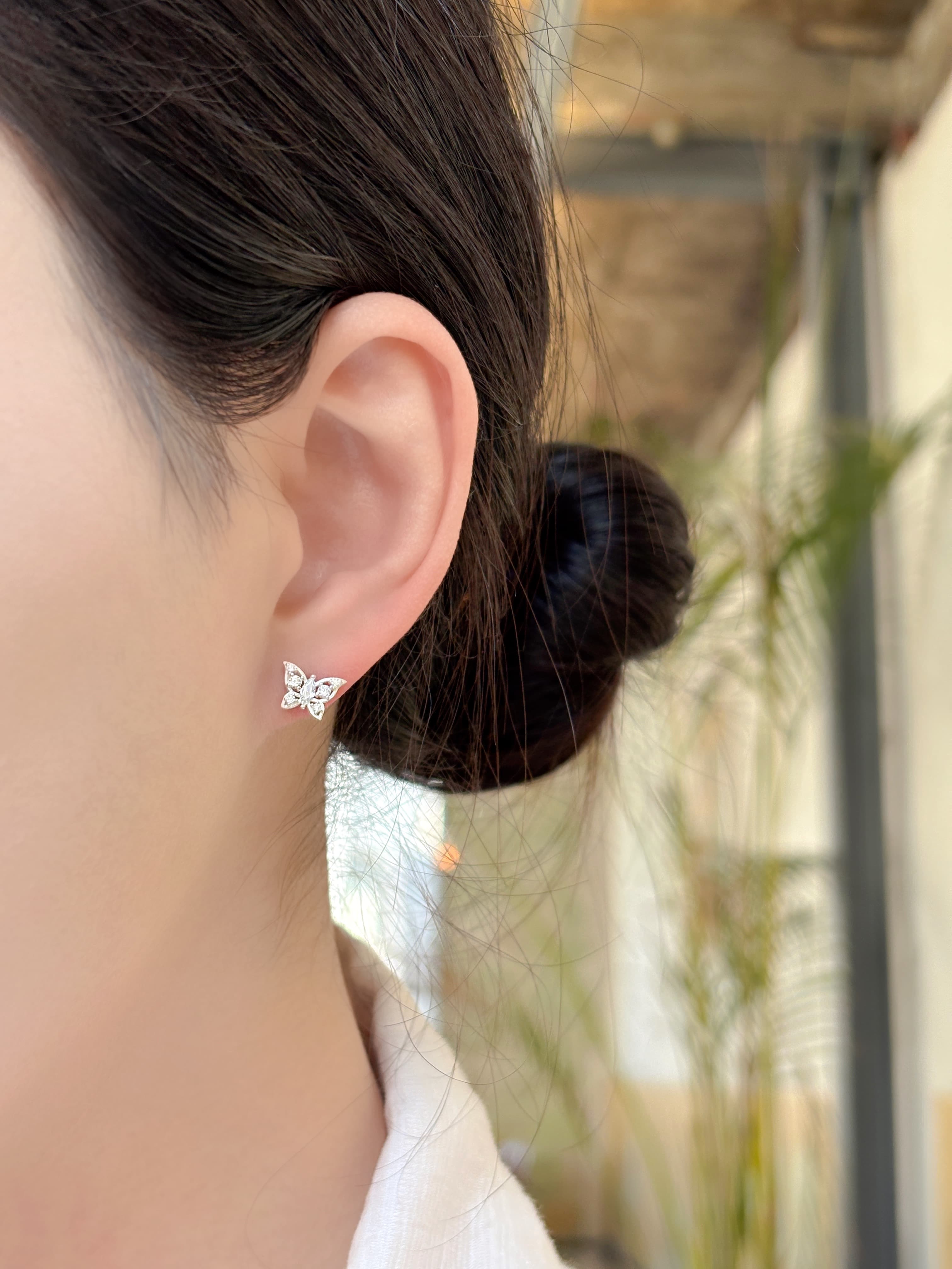 Silver 925 Butterfly Earrings, Mini Cubic Silver Stud Earrings - 이미지 4
