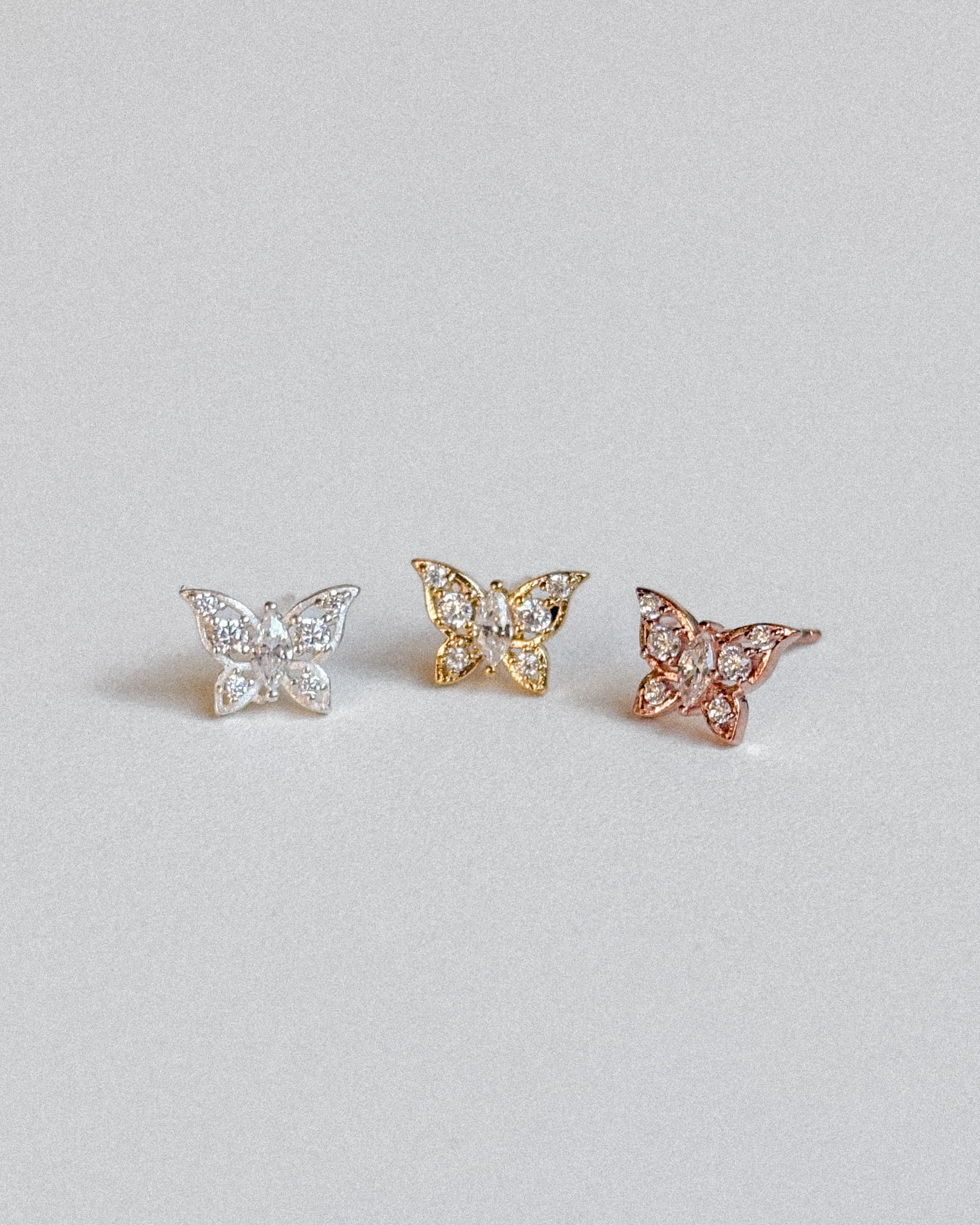 Silver 925 Butterfly Earrings, Mini Cubic Silver Stud Earrings - 이미지 6