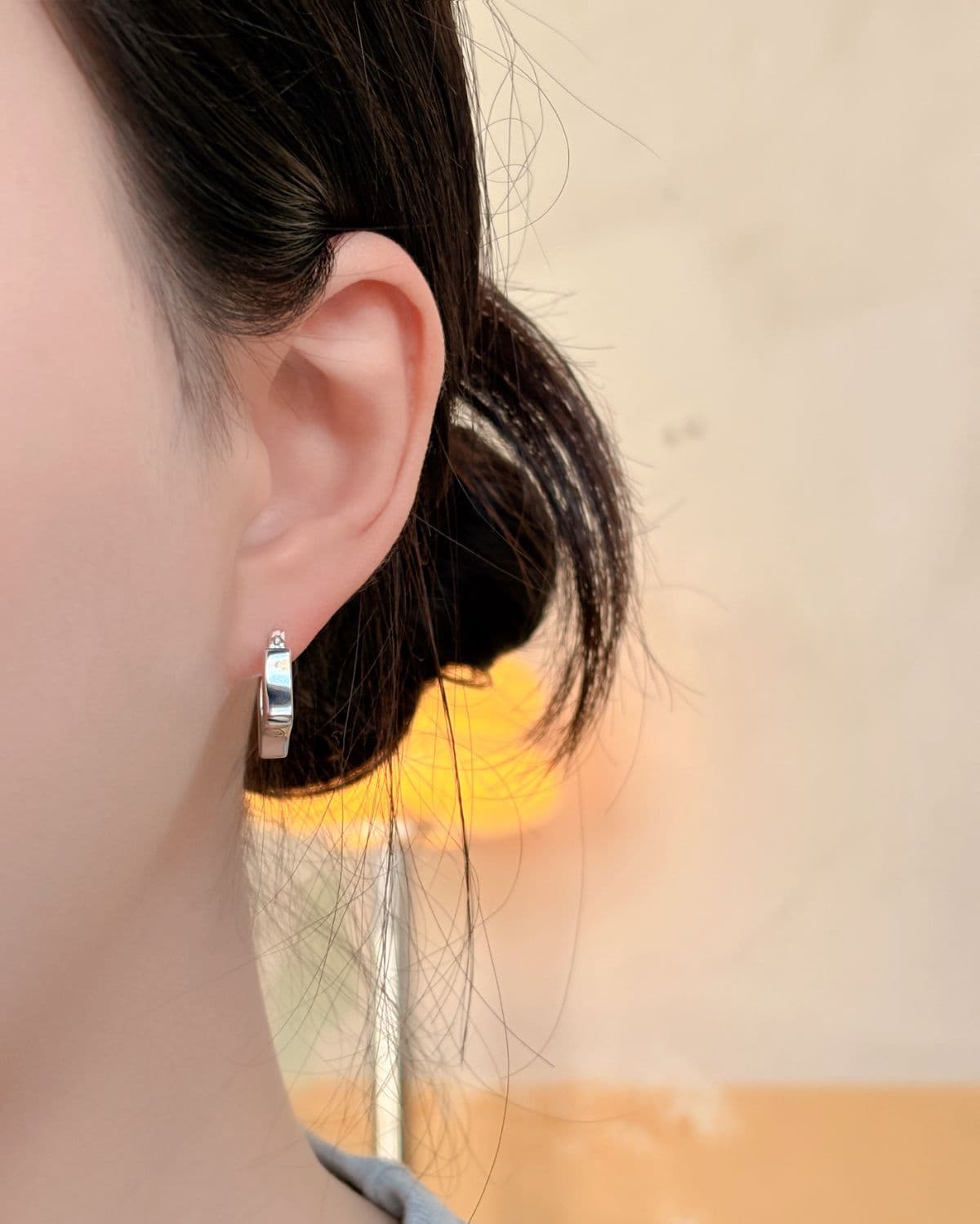Silver 925 Square One-Touch Earrings Bold Volume Silver Earrings - 이미지 4
